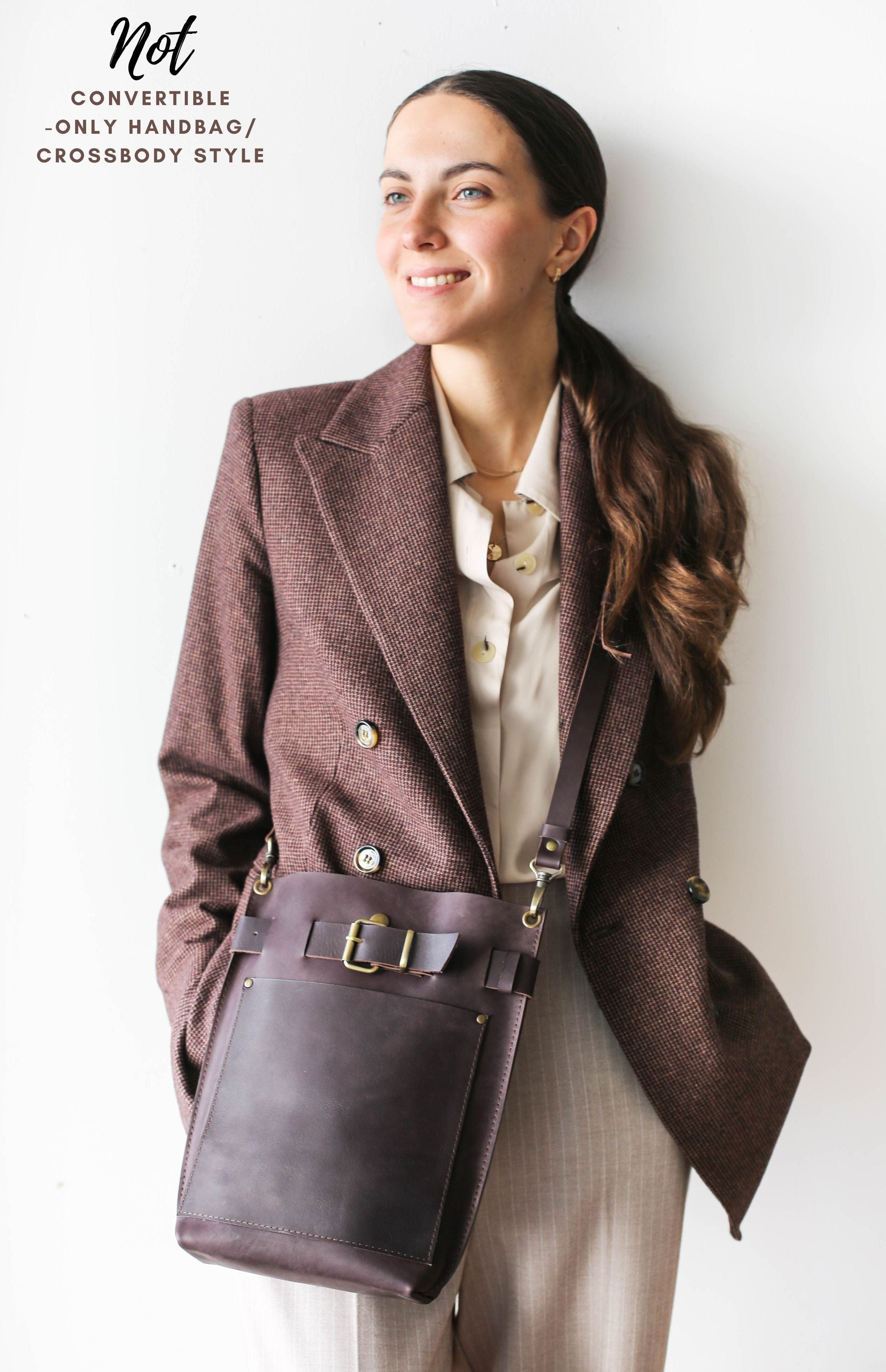 Brown leather backpack purse