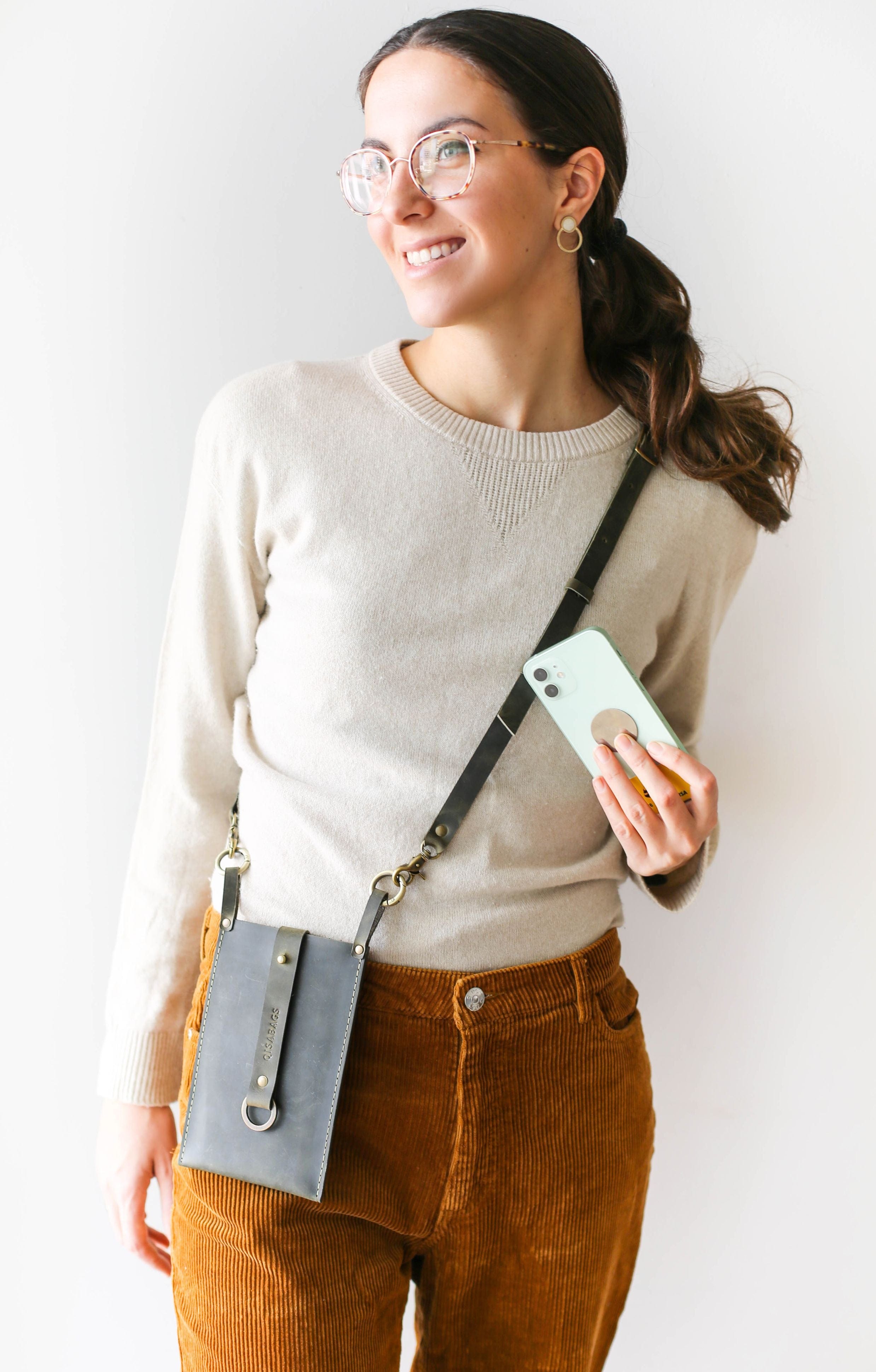 leather cross body phone bag