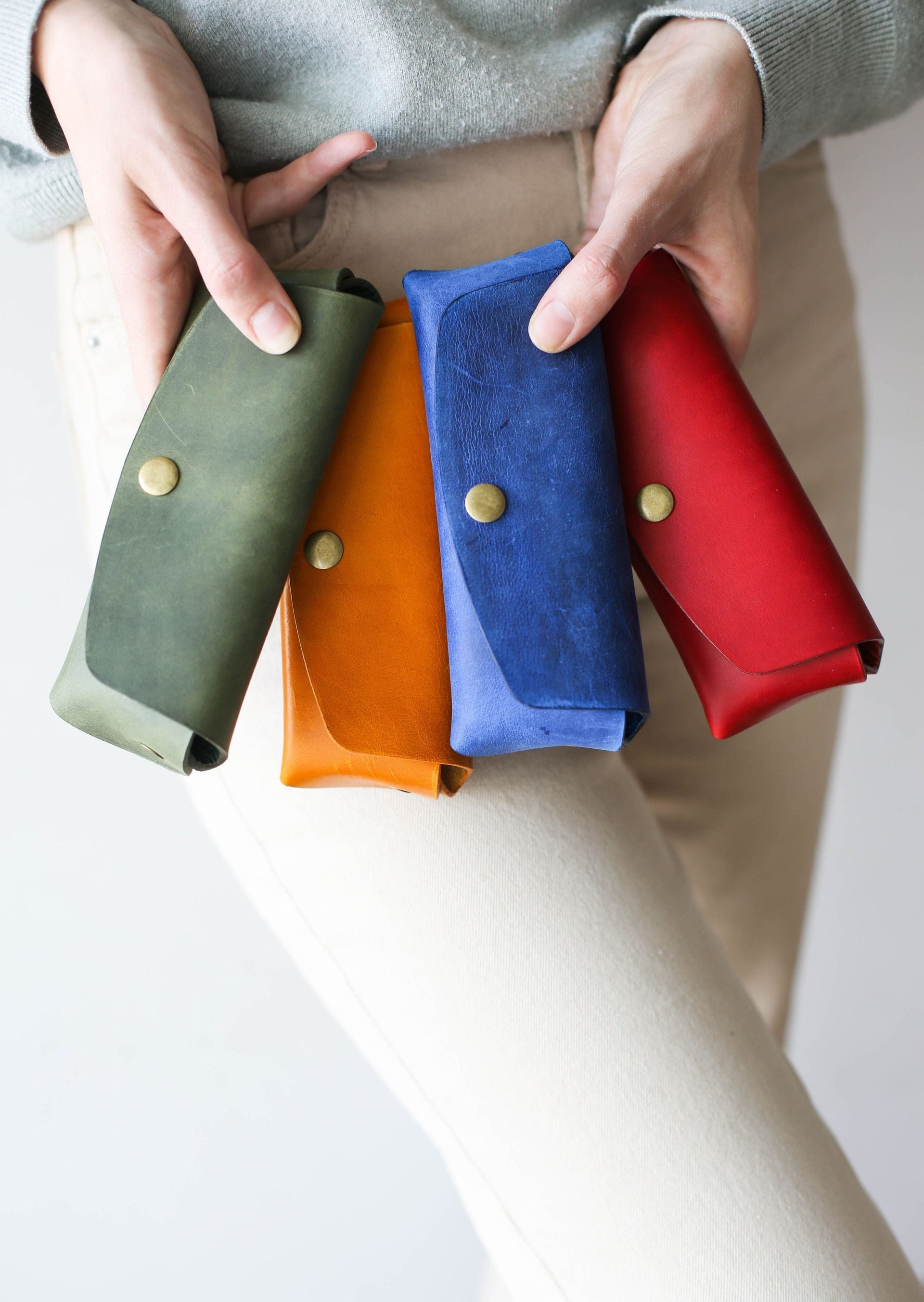 colorful leather sunglass cases