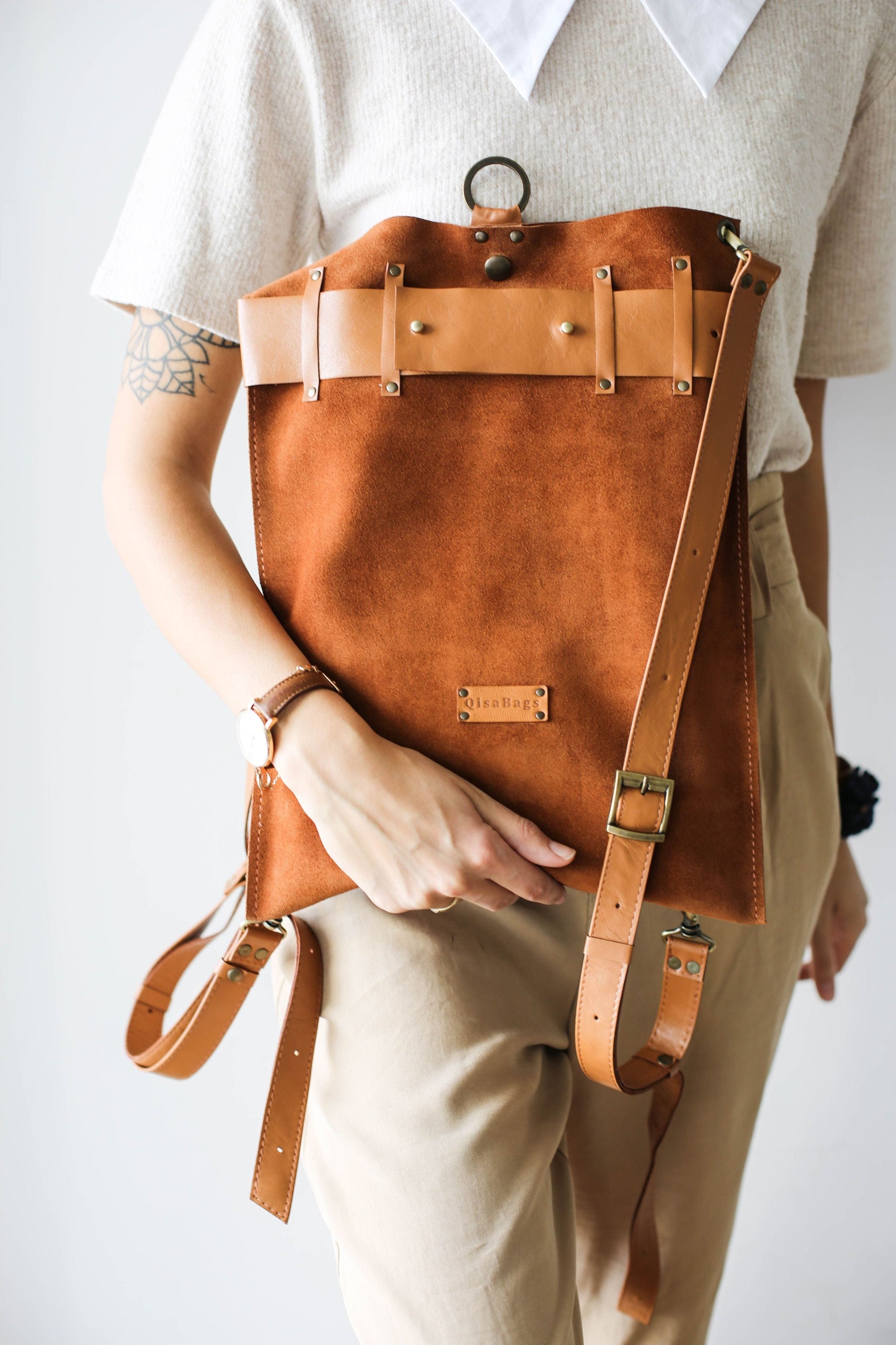 Brown Leather Backpacks, Suede Brown Purse