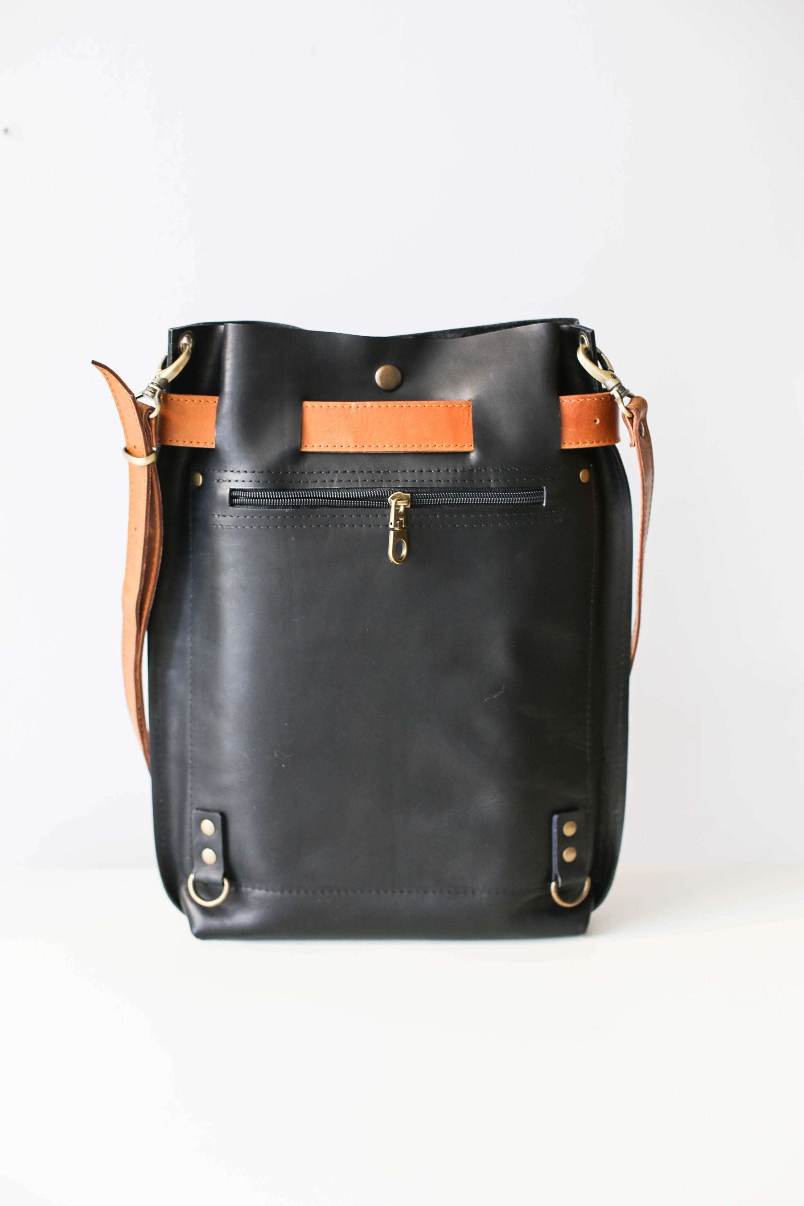 Black Leather Backpack purse