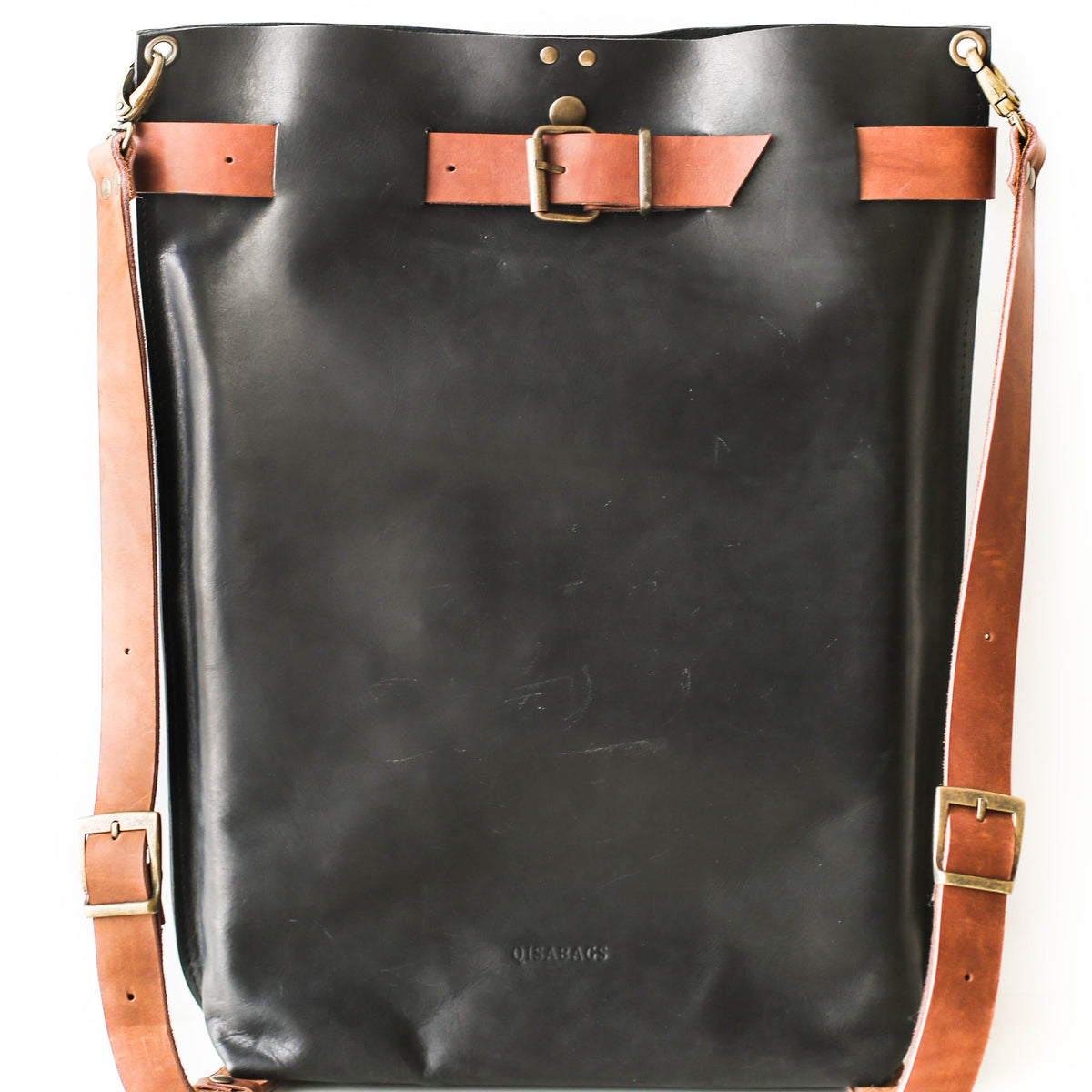bison leather patterns backpacks Bison Leather Standard Backpack Black
