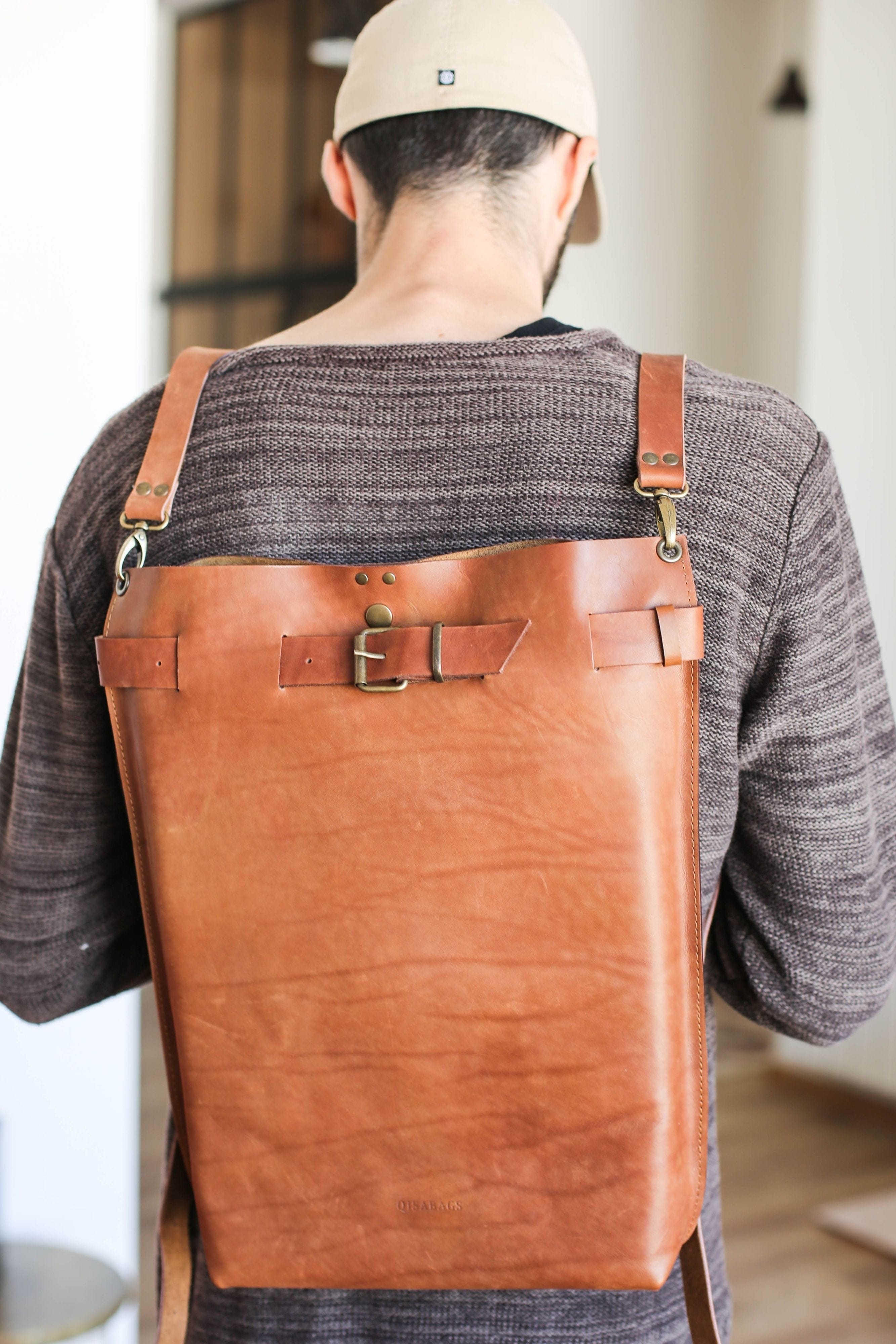 Brown Leather Backpack Men