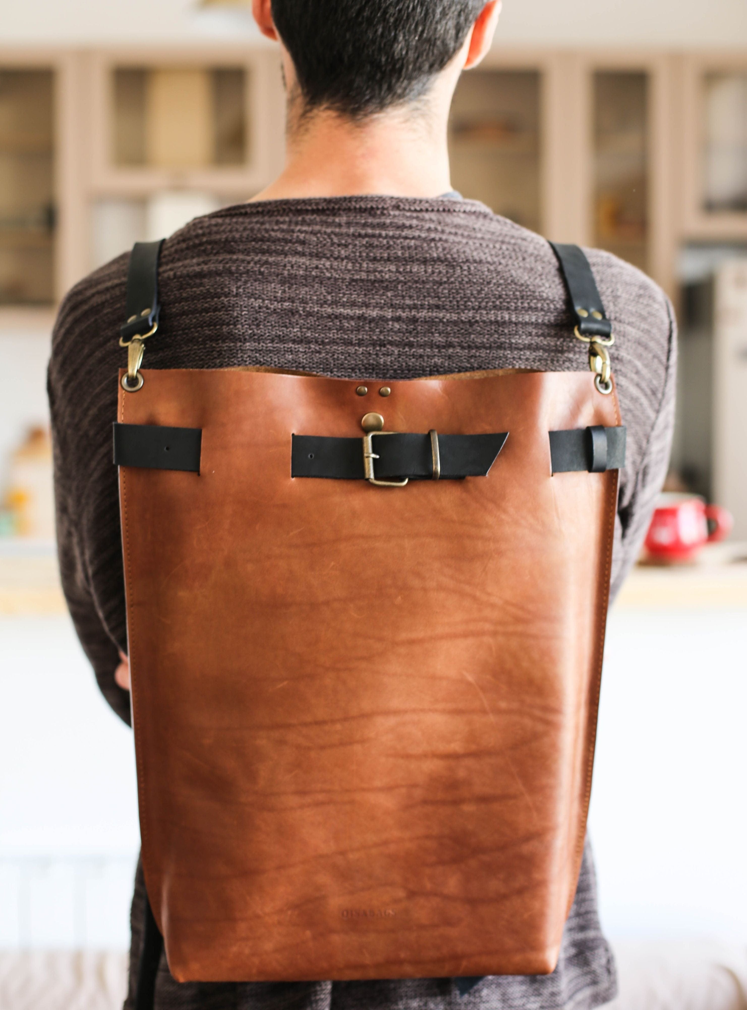 brown leather backpack purse