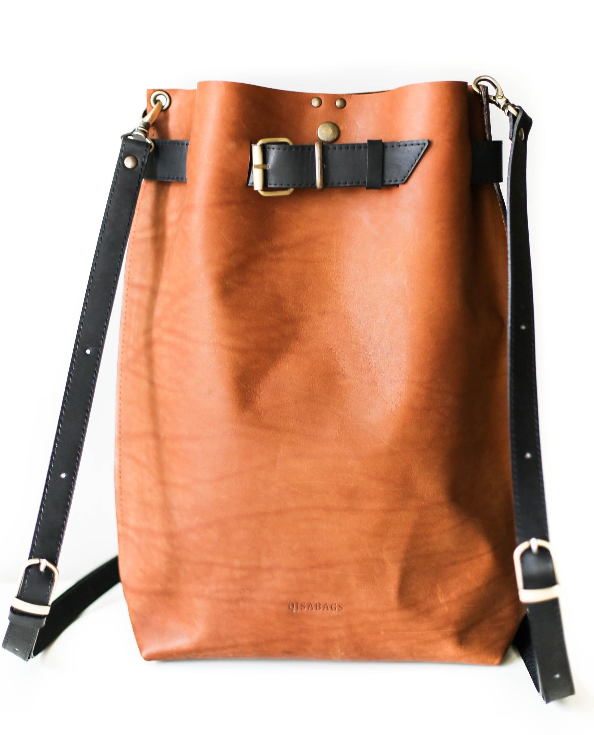 Men's Brown Leather Backpack purse