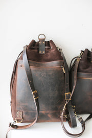 Large Leather backpack with pockets