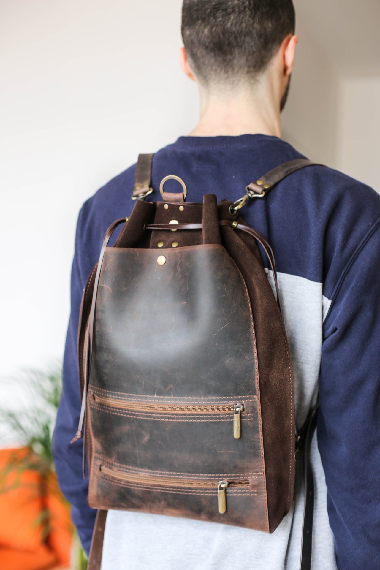 Handmade Mens Leather backpack