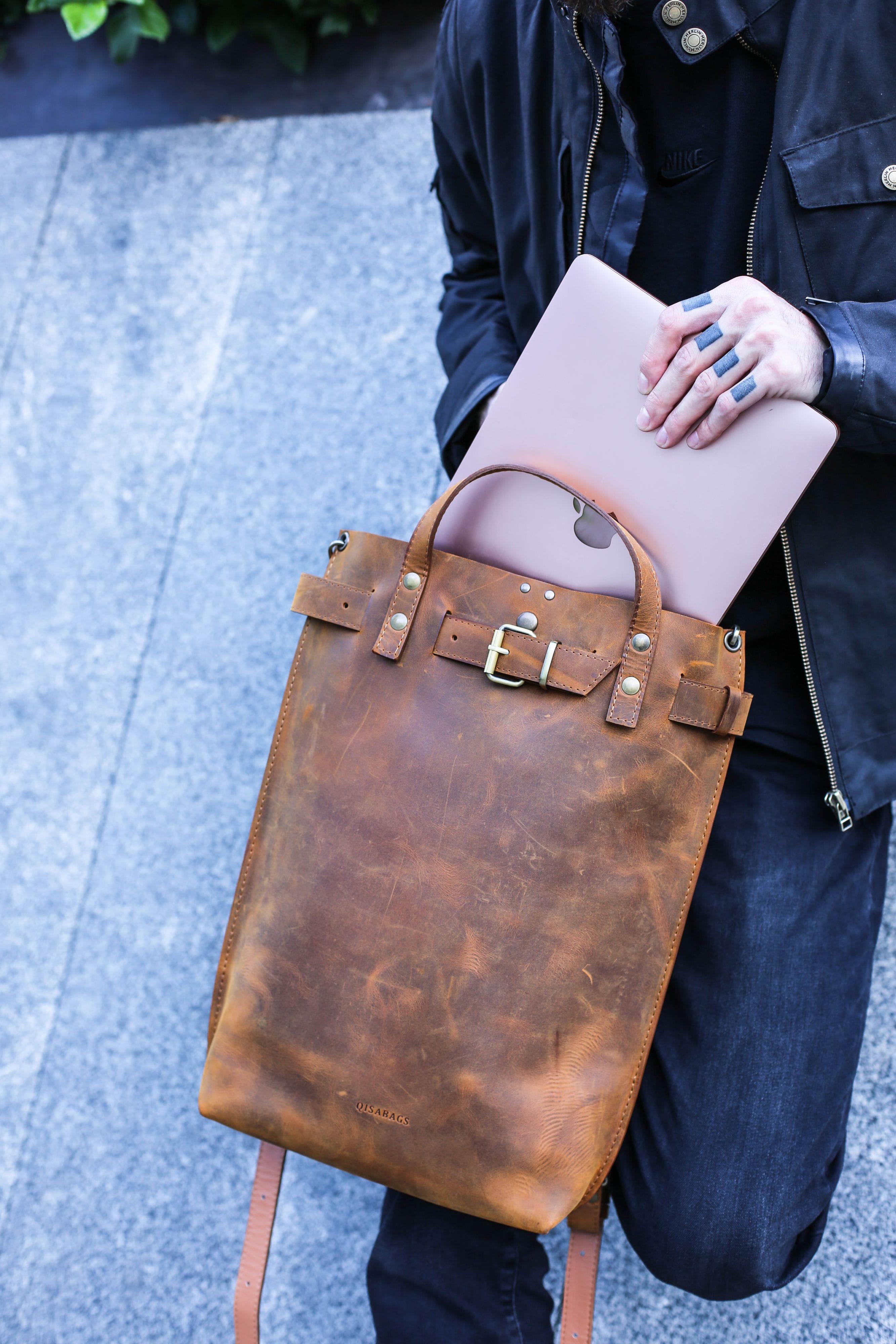 men's leather laptop bag