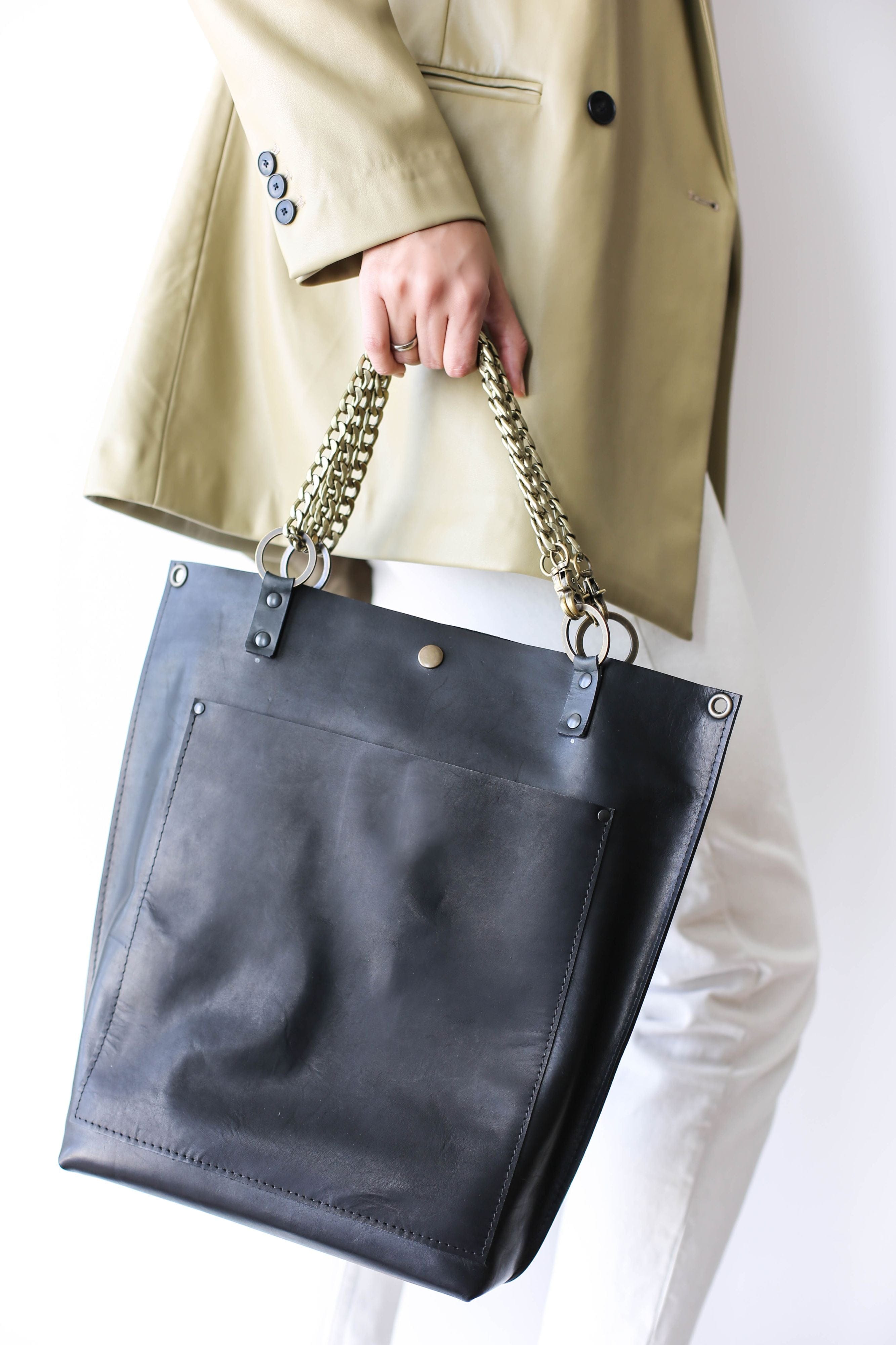 large leather handbag