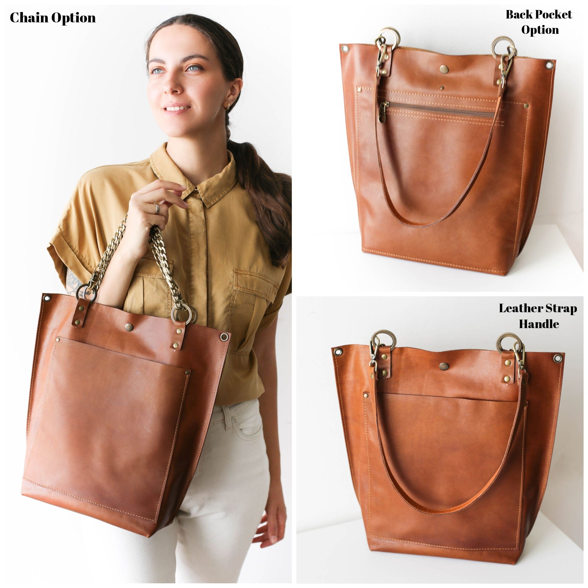 tan leather tote bag