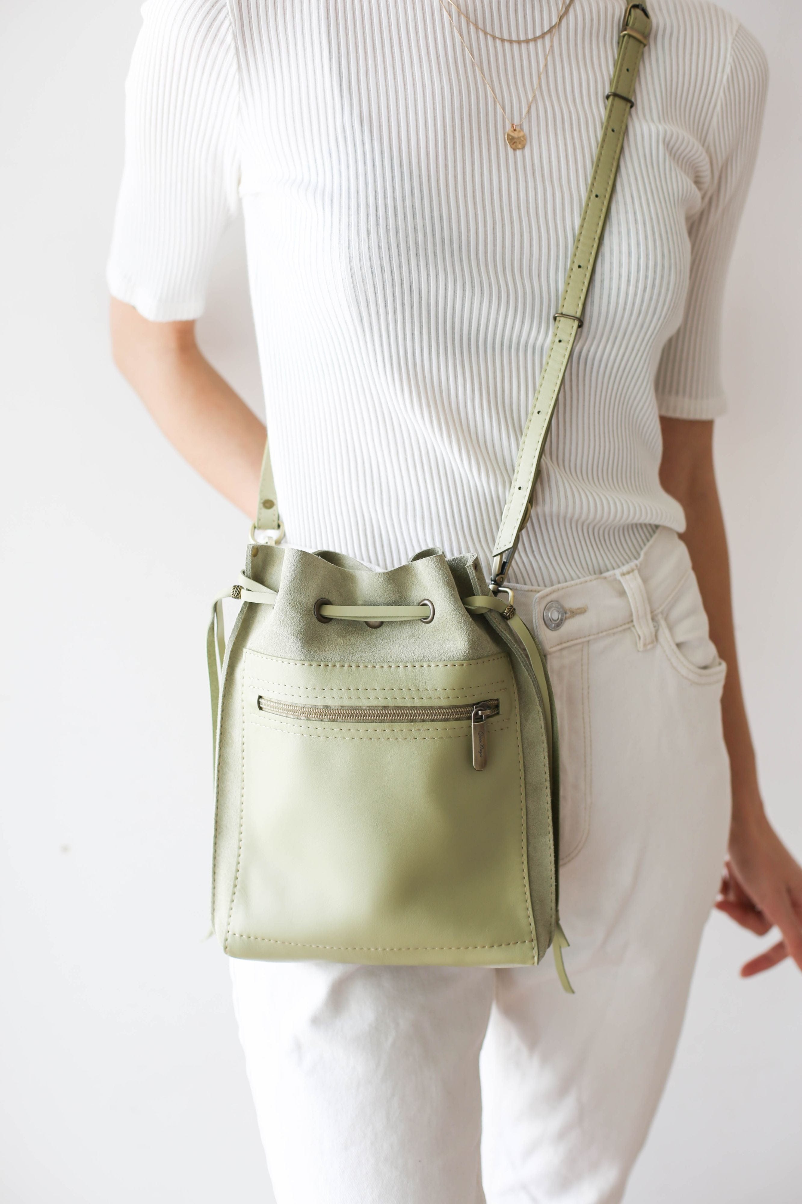 Green small online handbag