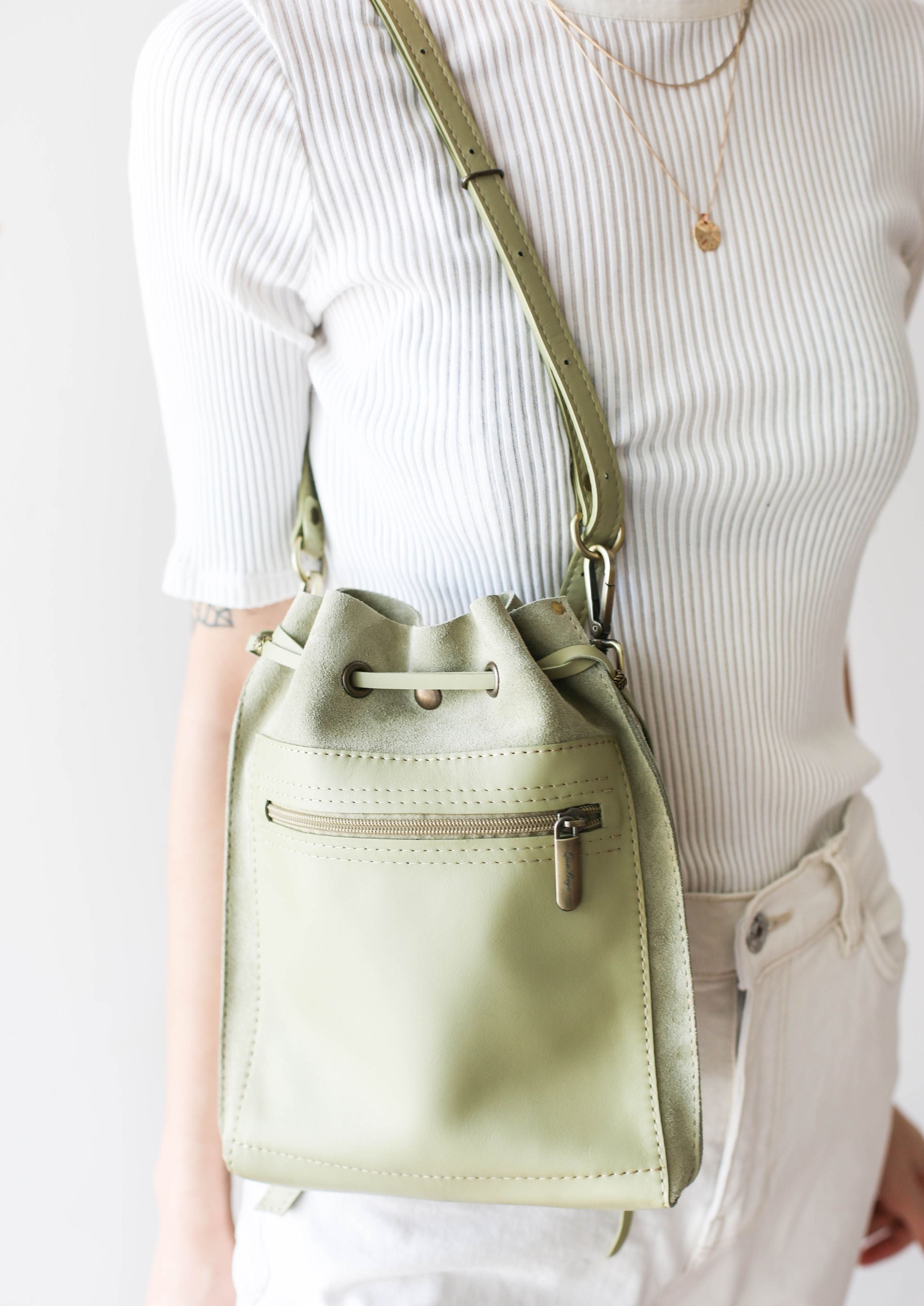 Suede Bag Olive Green Designer Bag Qisabags