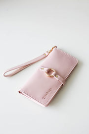 Pink leather wallet for women