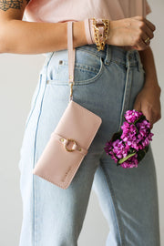 Pink leather wallet purse