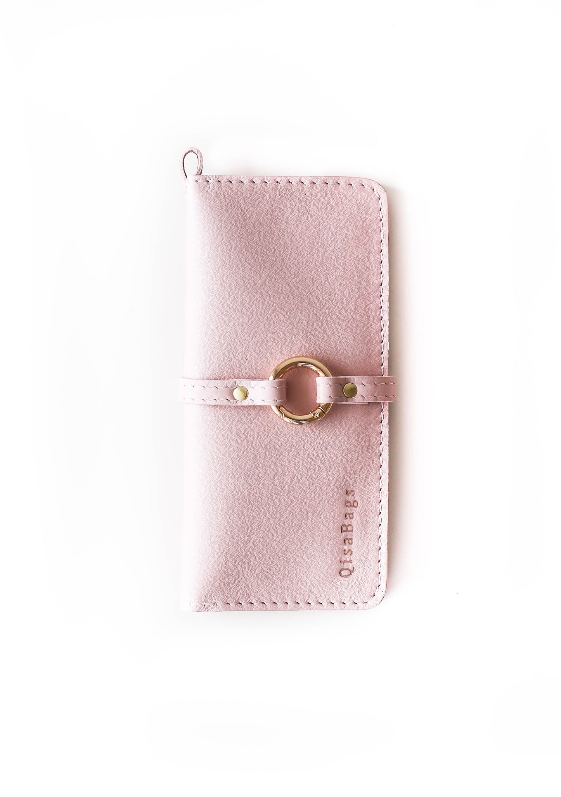 Pink leather purse