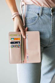 pink leather purse