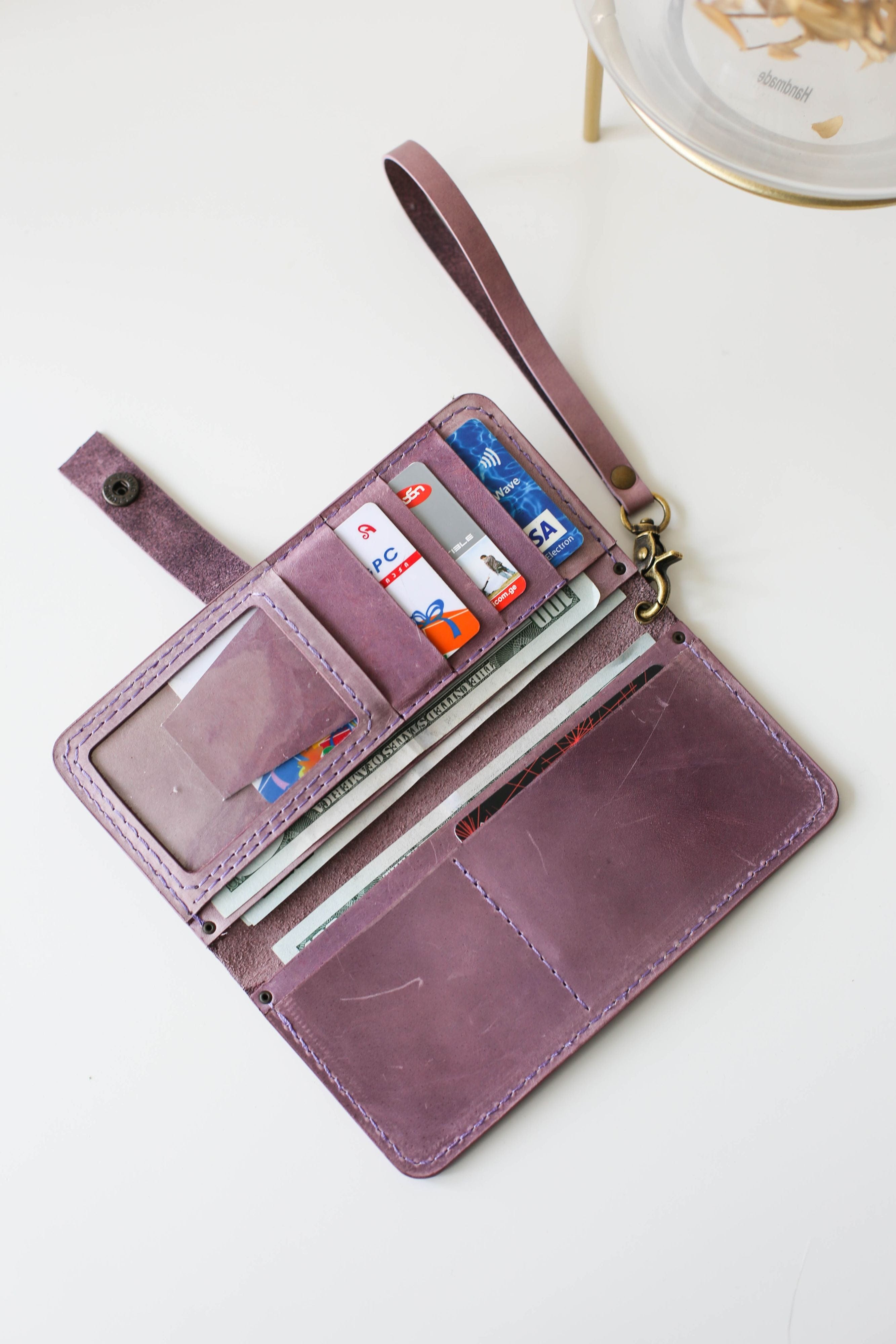 Leather Wallet Women's | Purple Leather Wallet - Qisabags