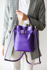 purple leather backpack purse
