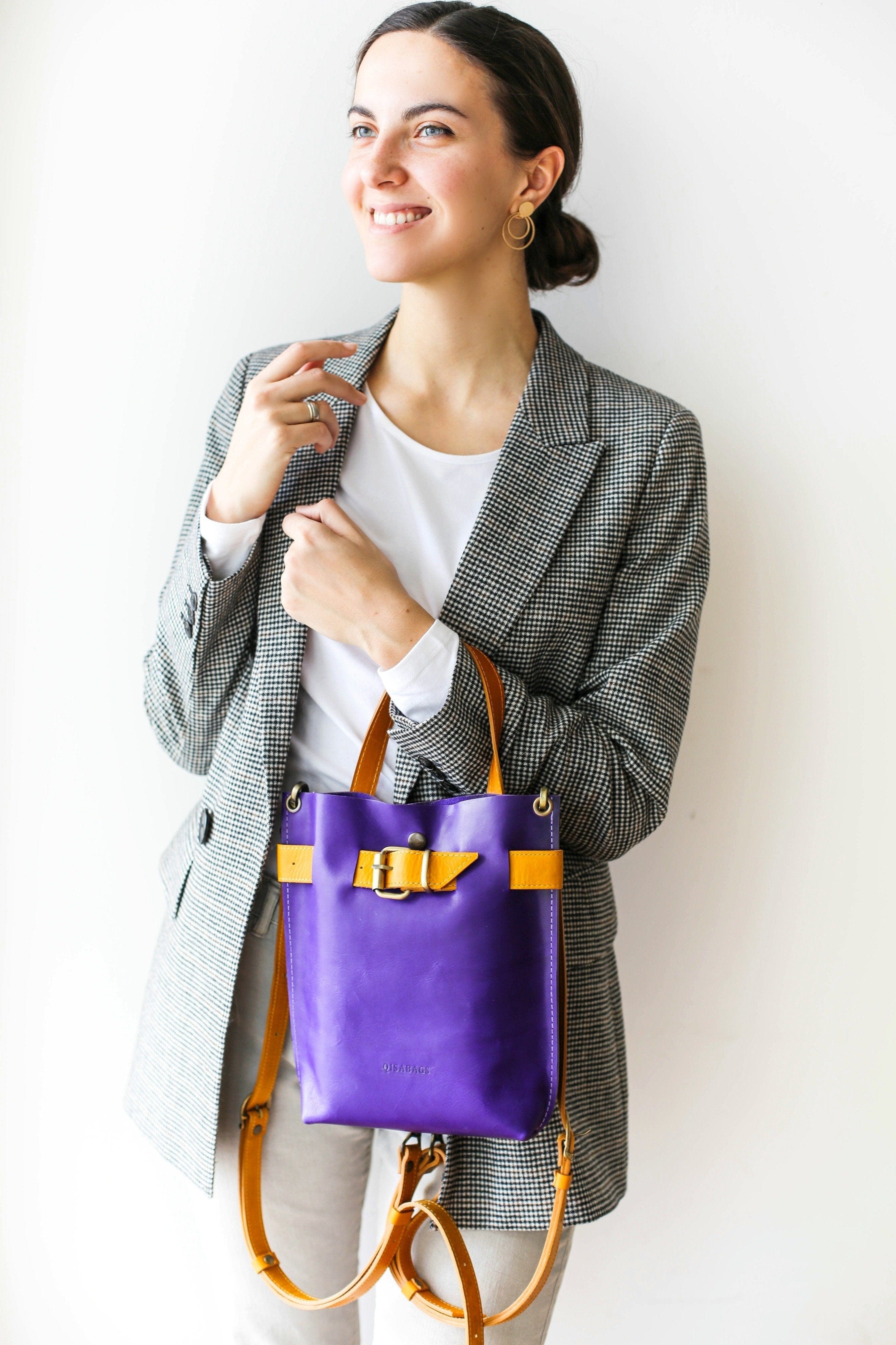 Purple leather purse