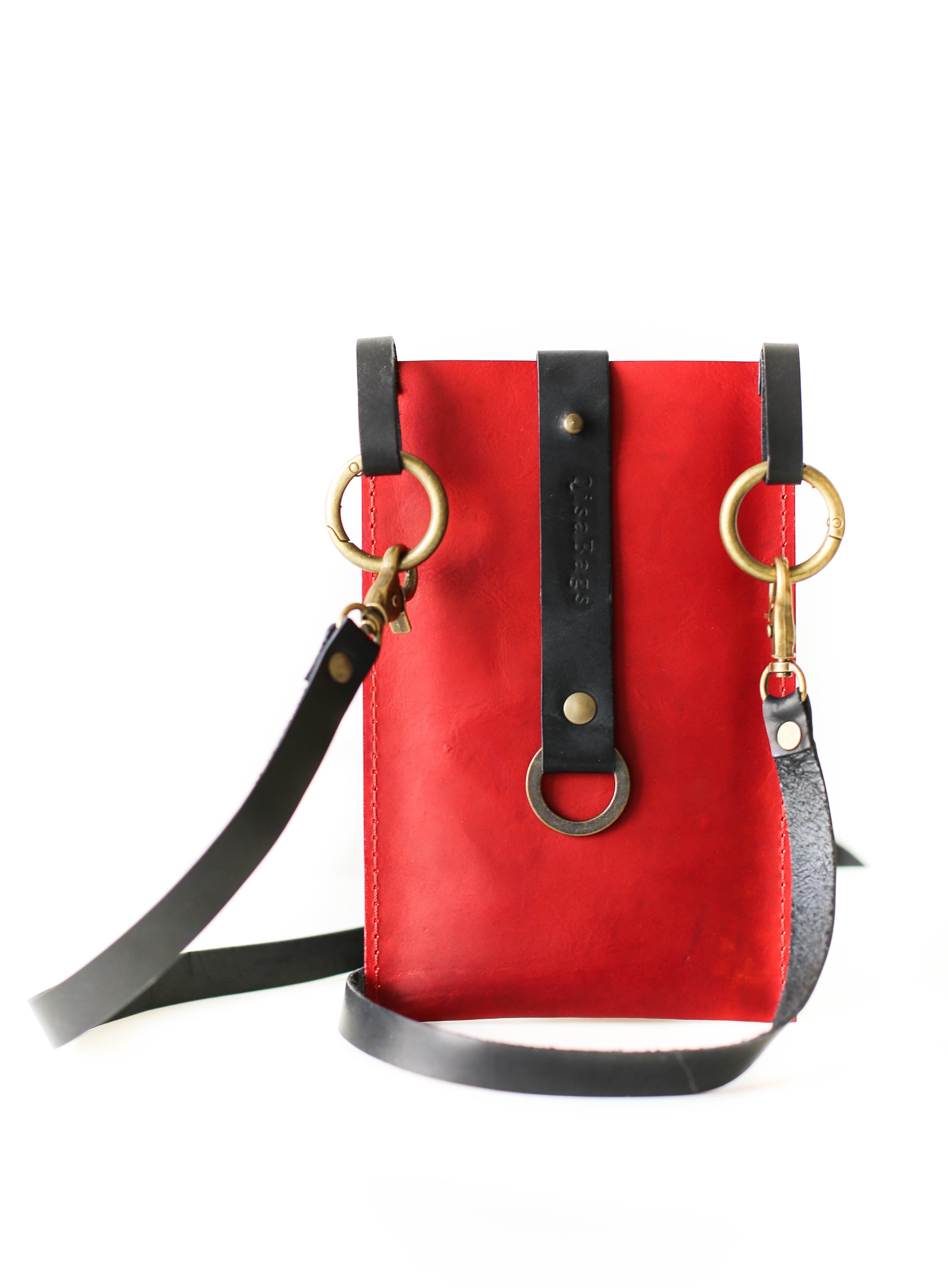 Leather cross body bag for phone