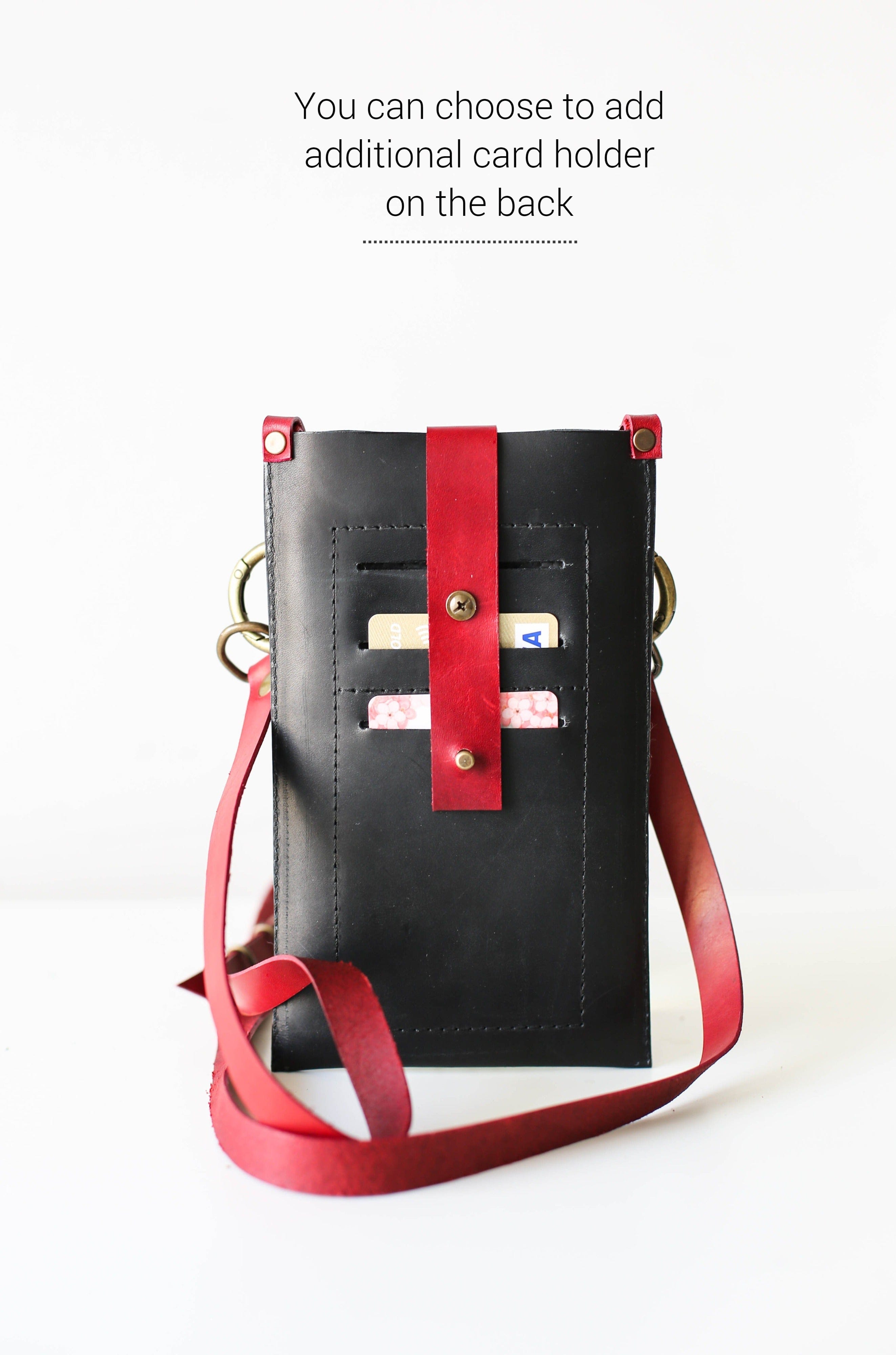 Red & Black Leather Phone Bag