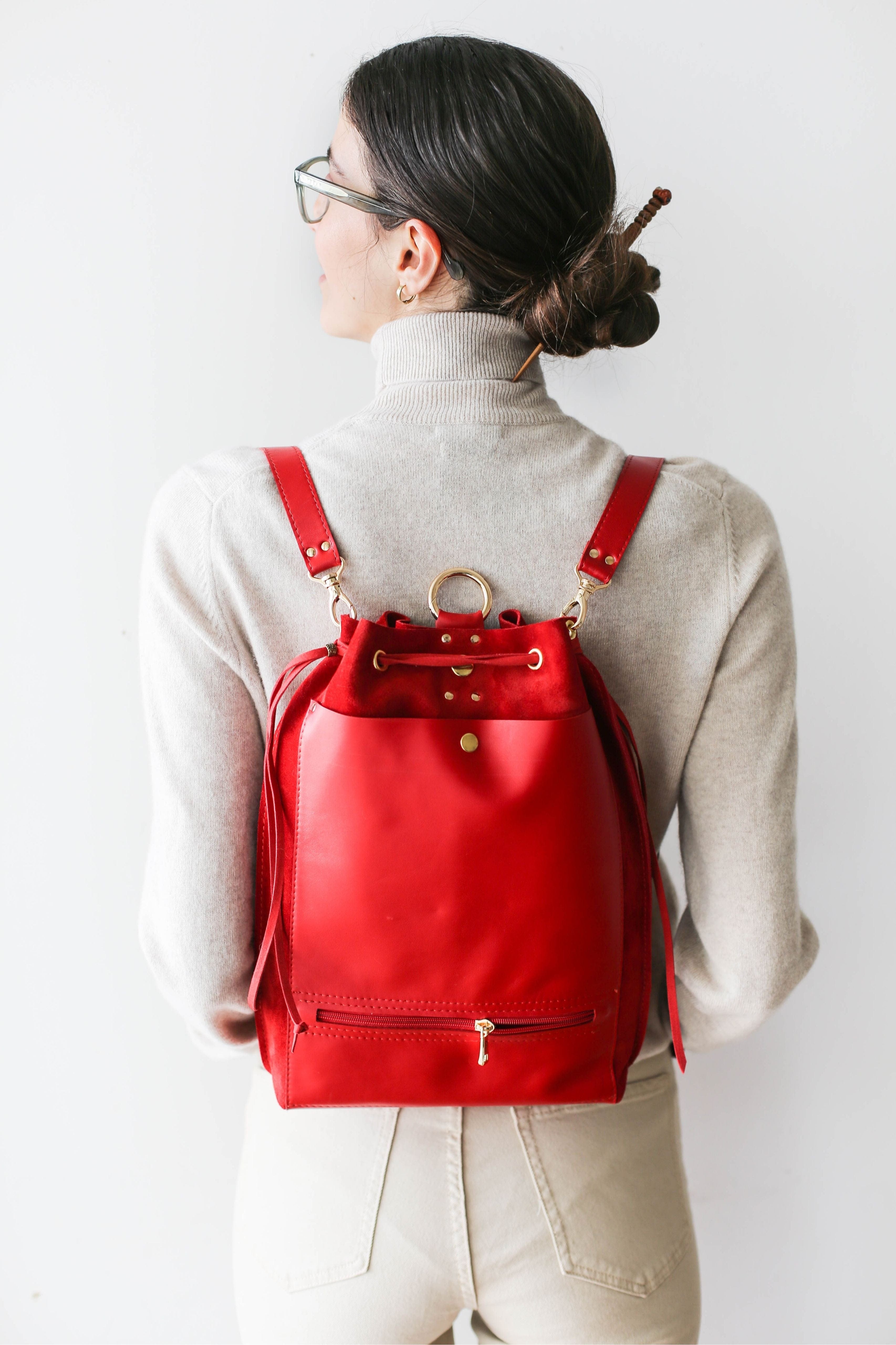 leather backpack purse