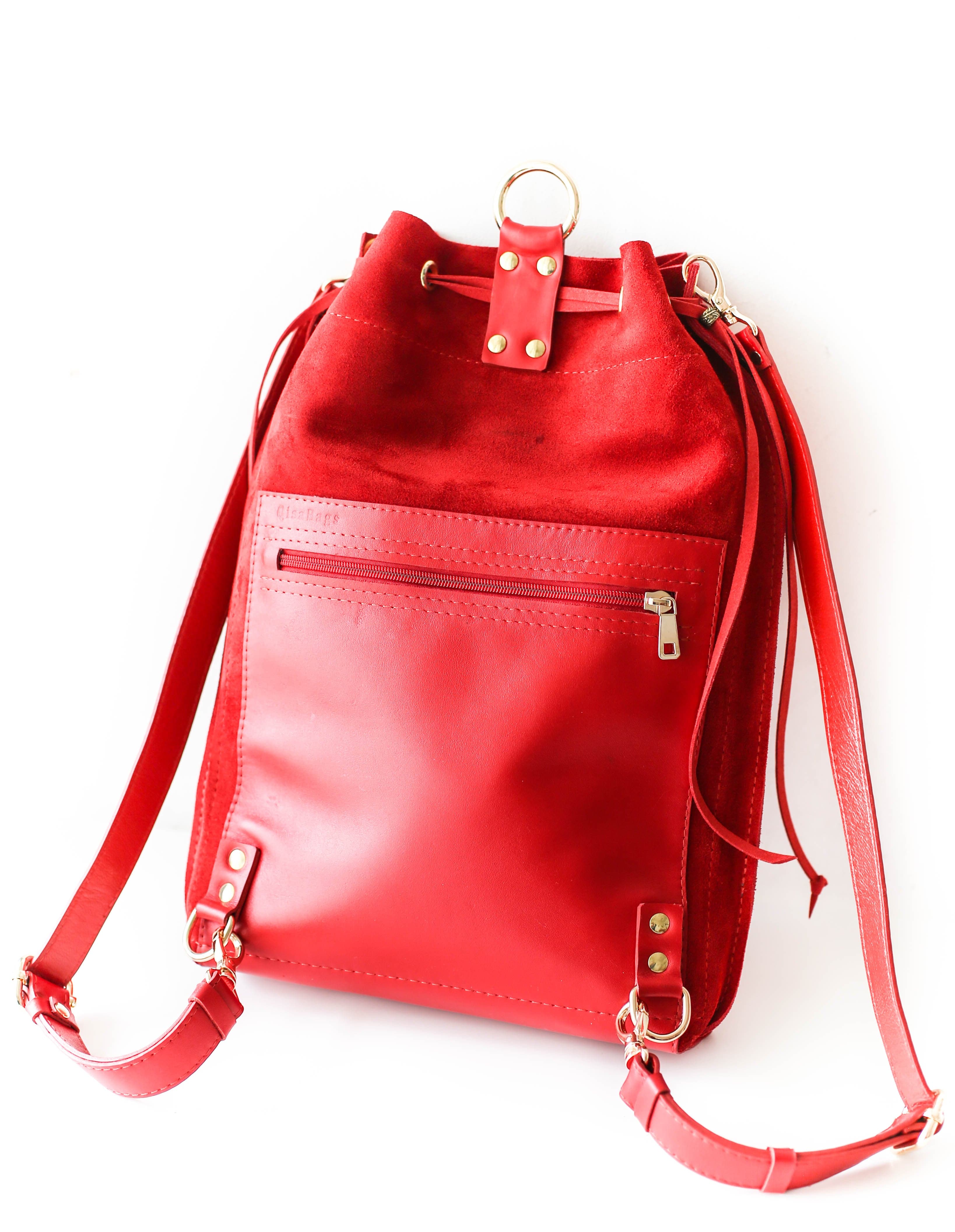 Gucci Guccissima Red Leather Backpack Bag (Pre-Owned)