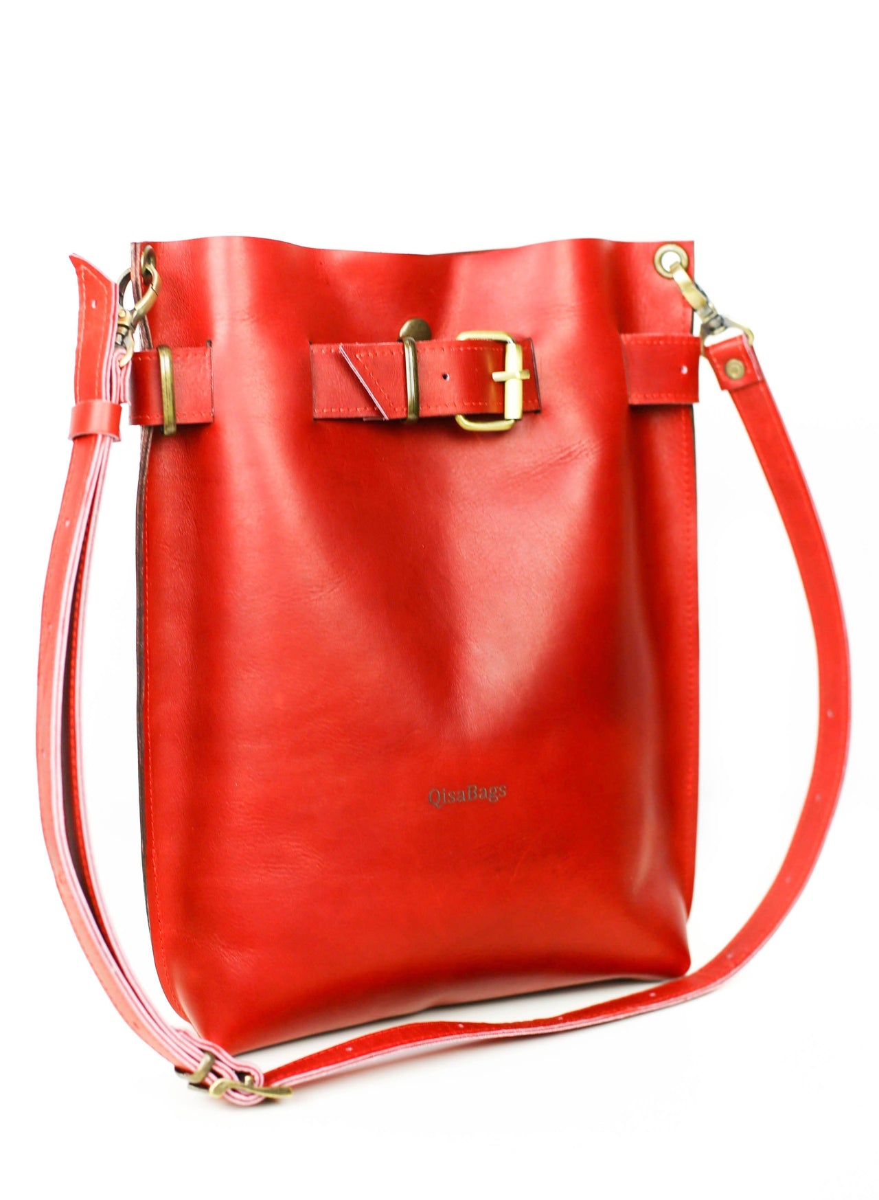 Designer Red Leather Handbag