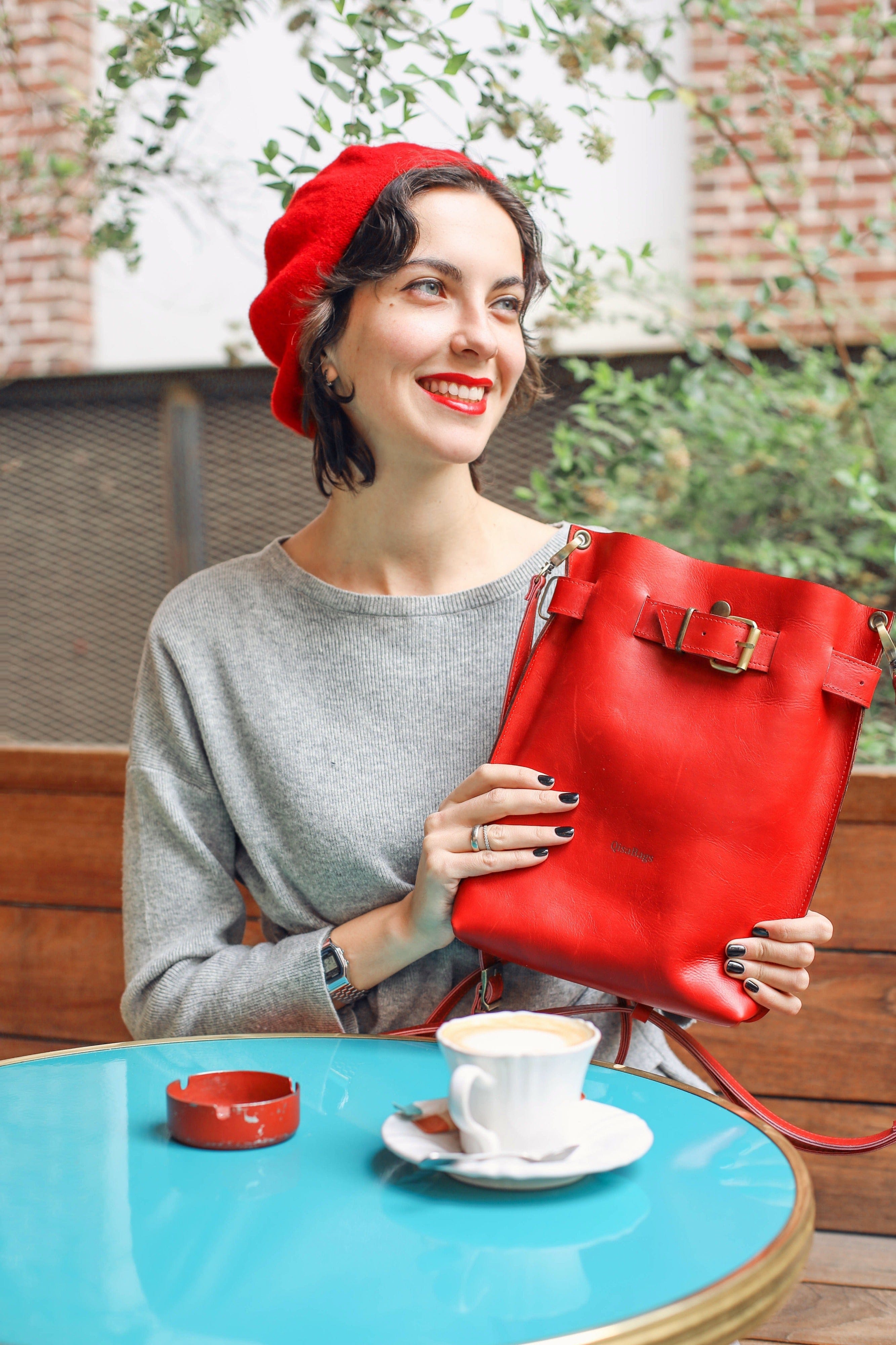 Red Leather Backpack