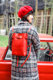red leather backpack purse for women