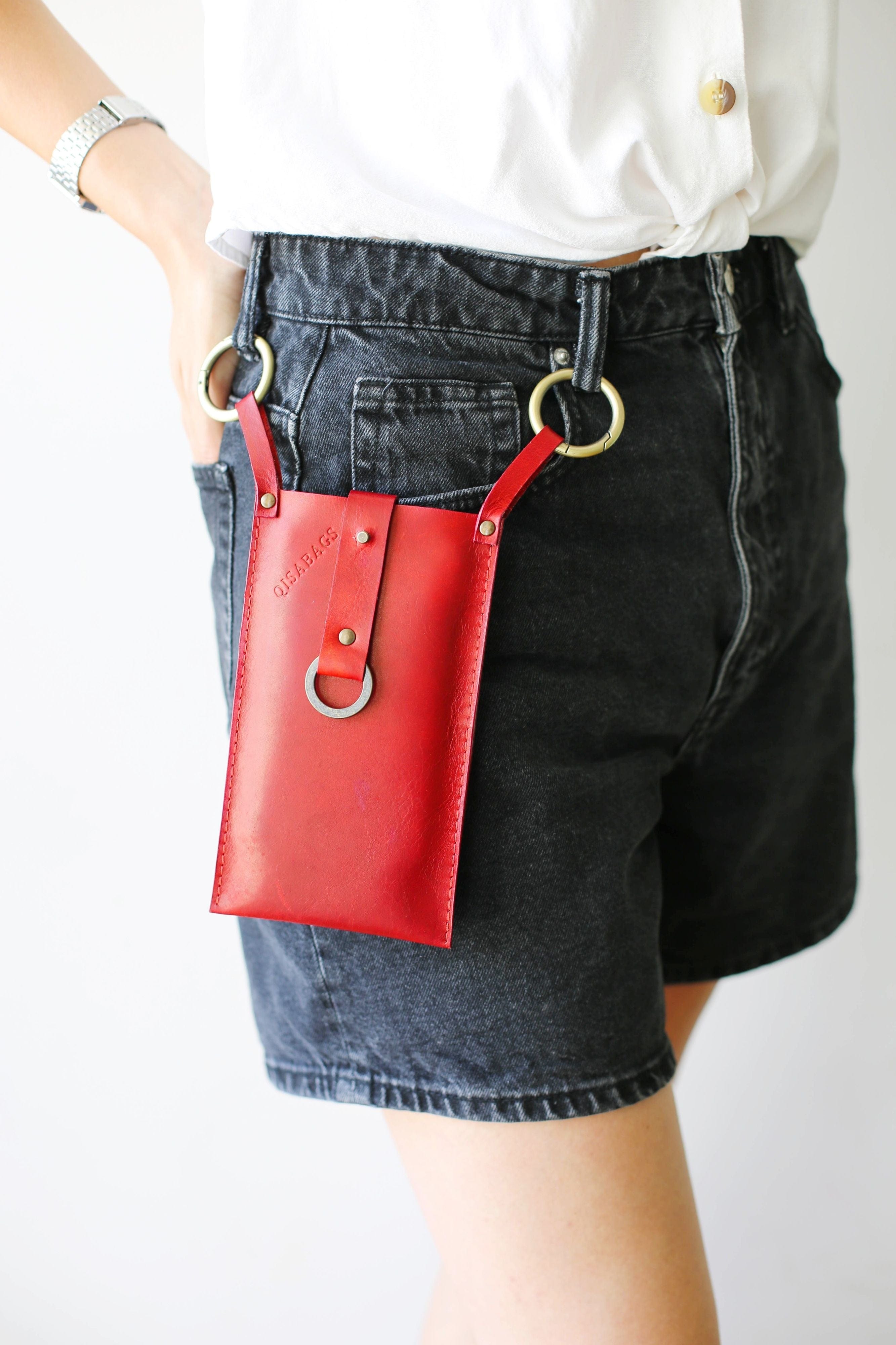 Small red leather bag