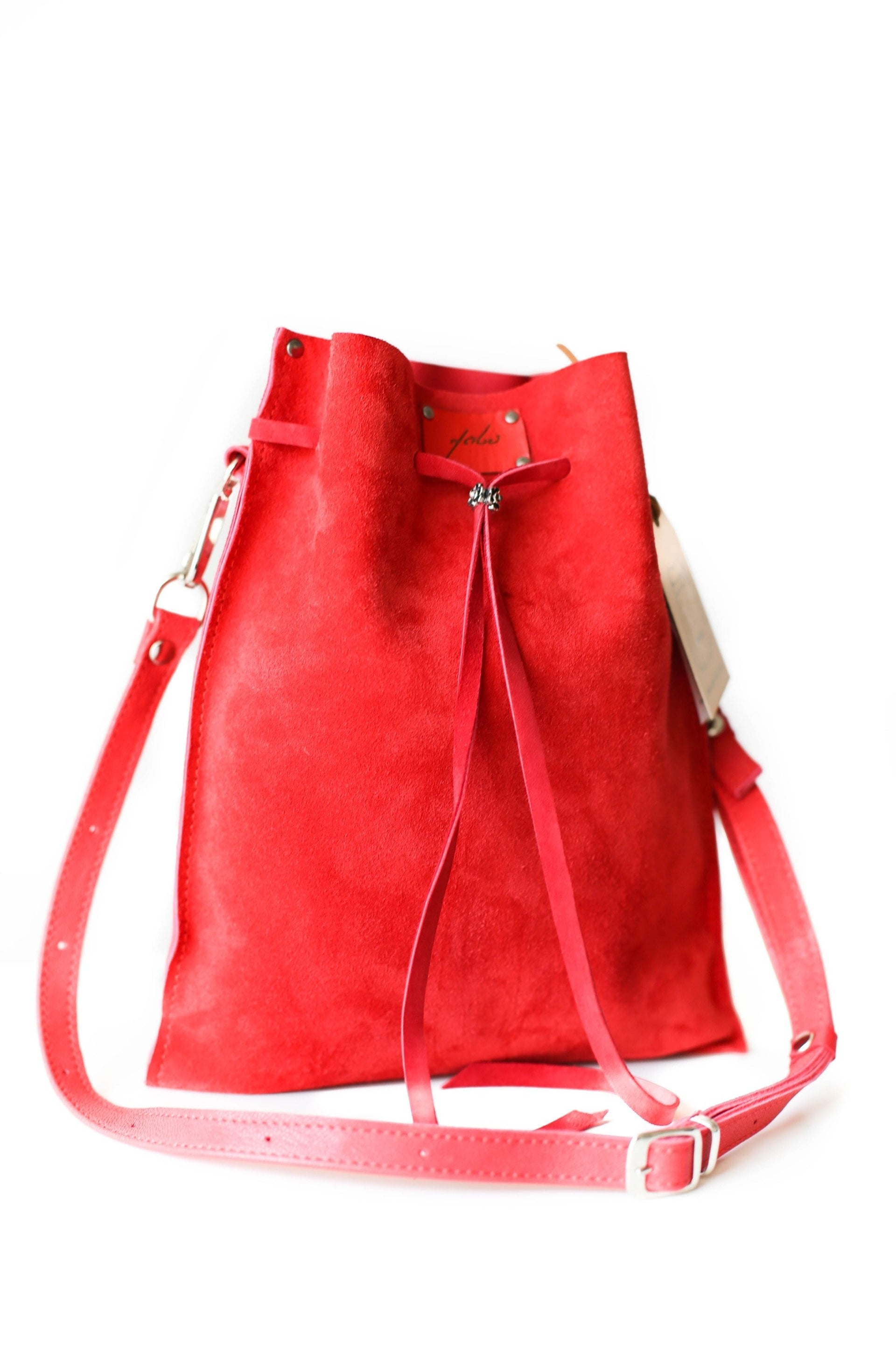 Red Leather Pouch Bag