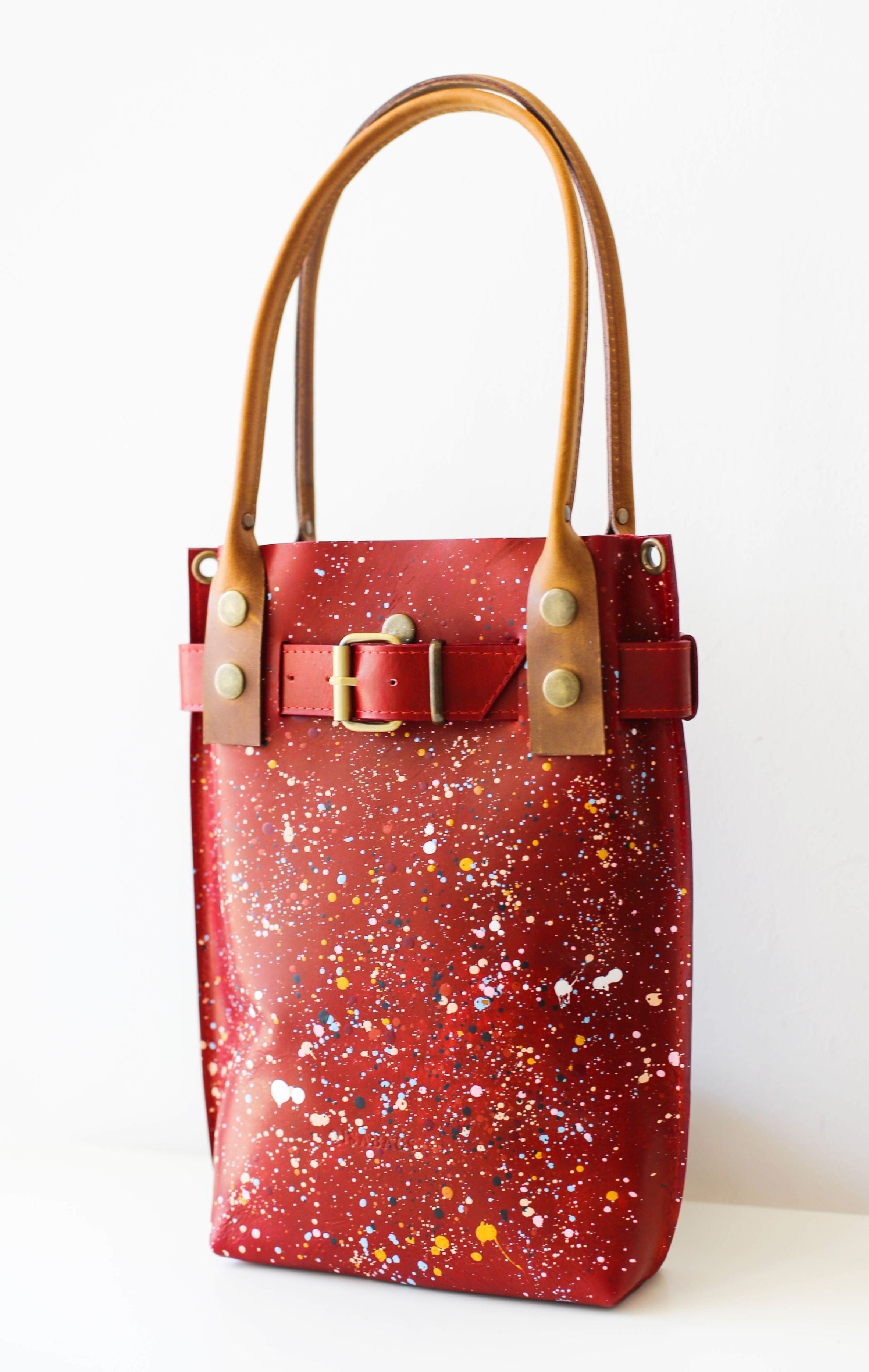 Designer red handbags online leather