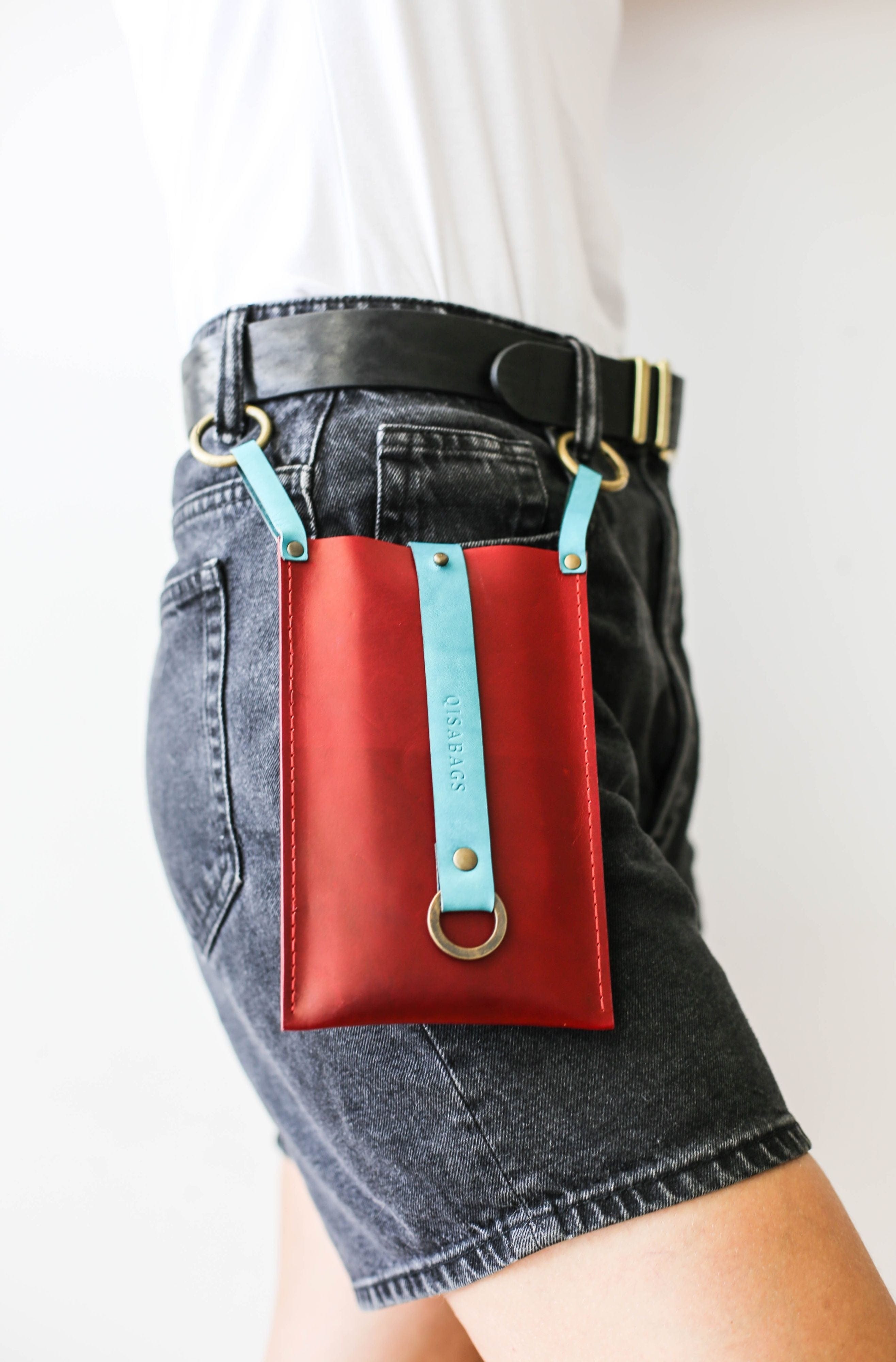 Hip leather phone bag