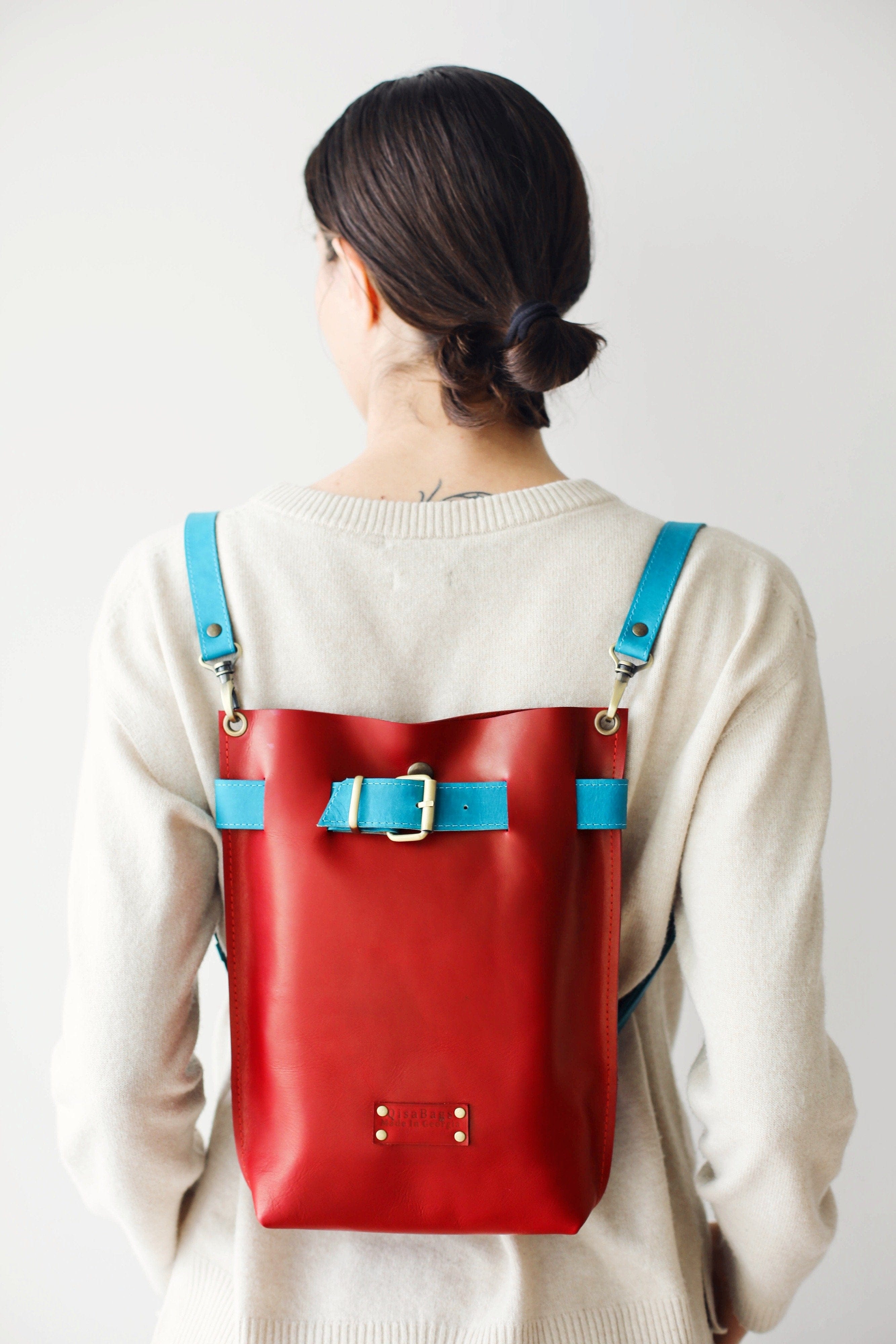 Leather backpack for women