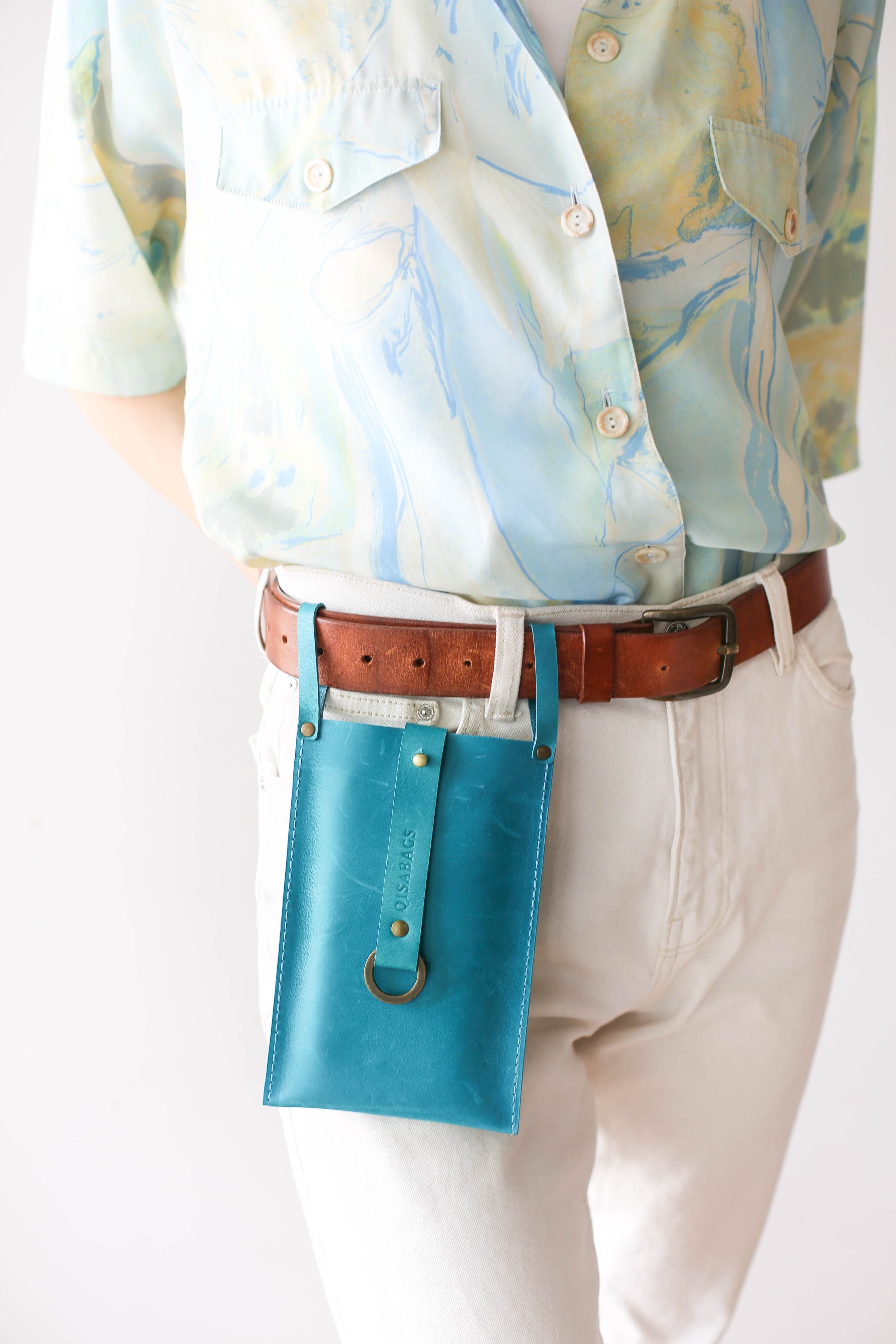 leather shoulder phone bag