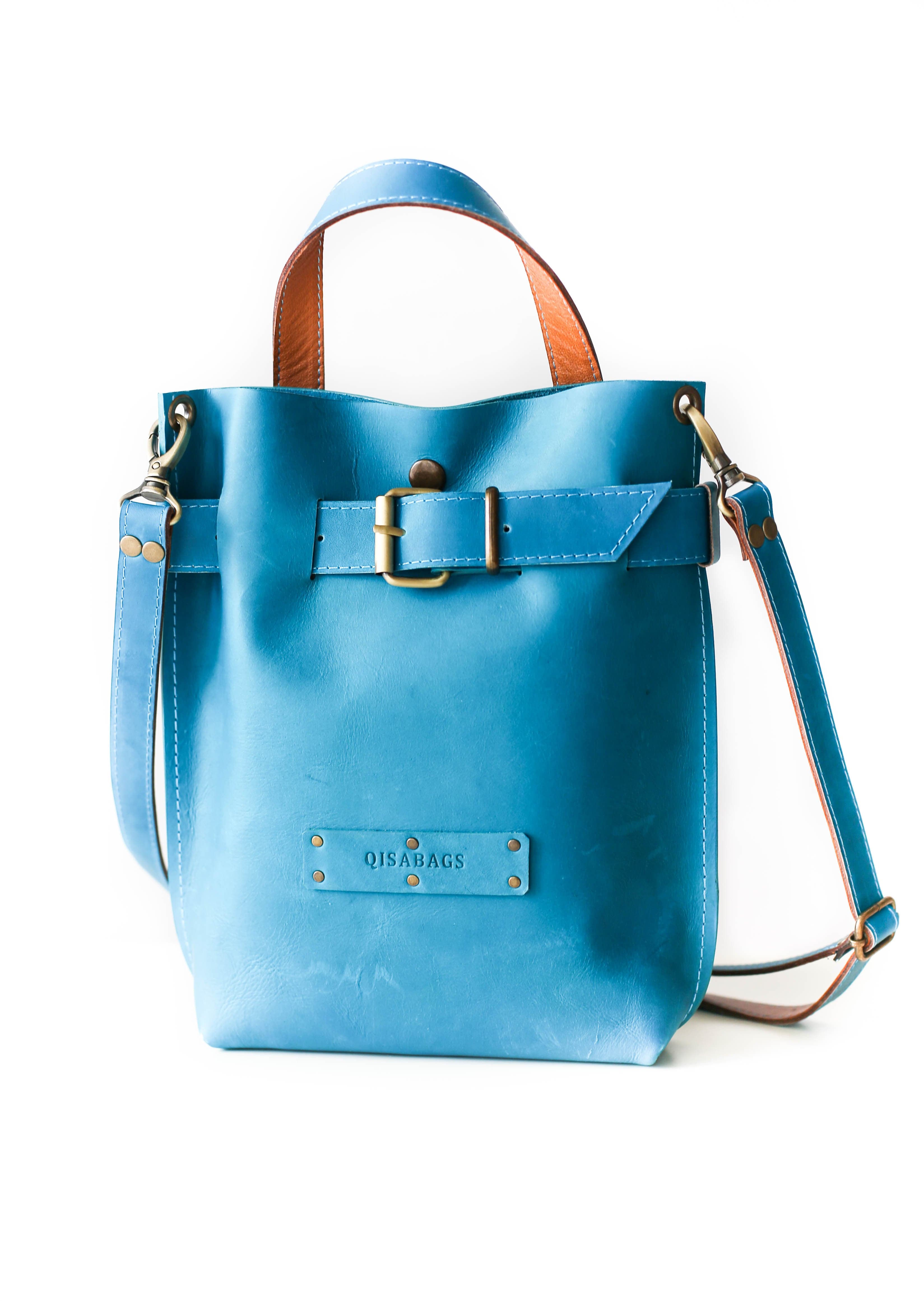 Blue leather purse