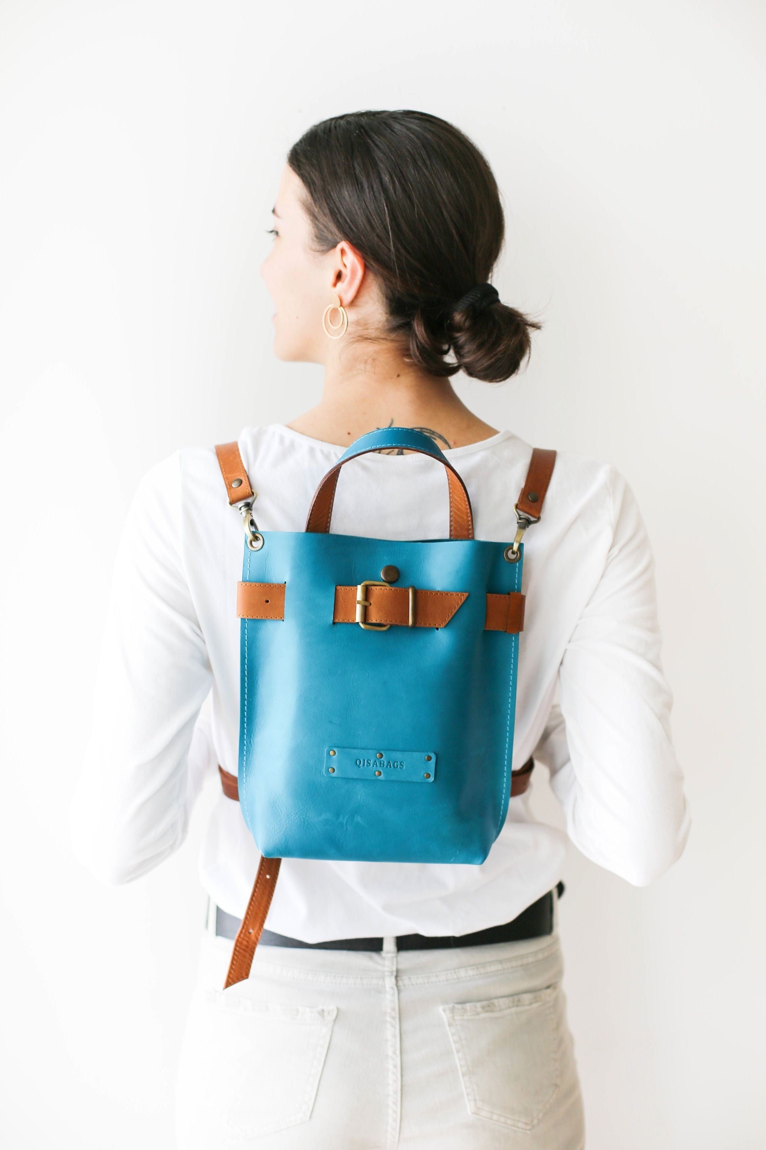 Leather backpack for women