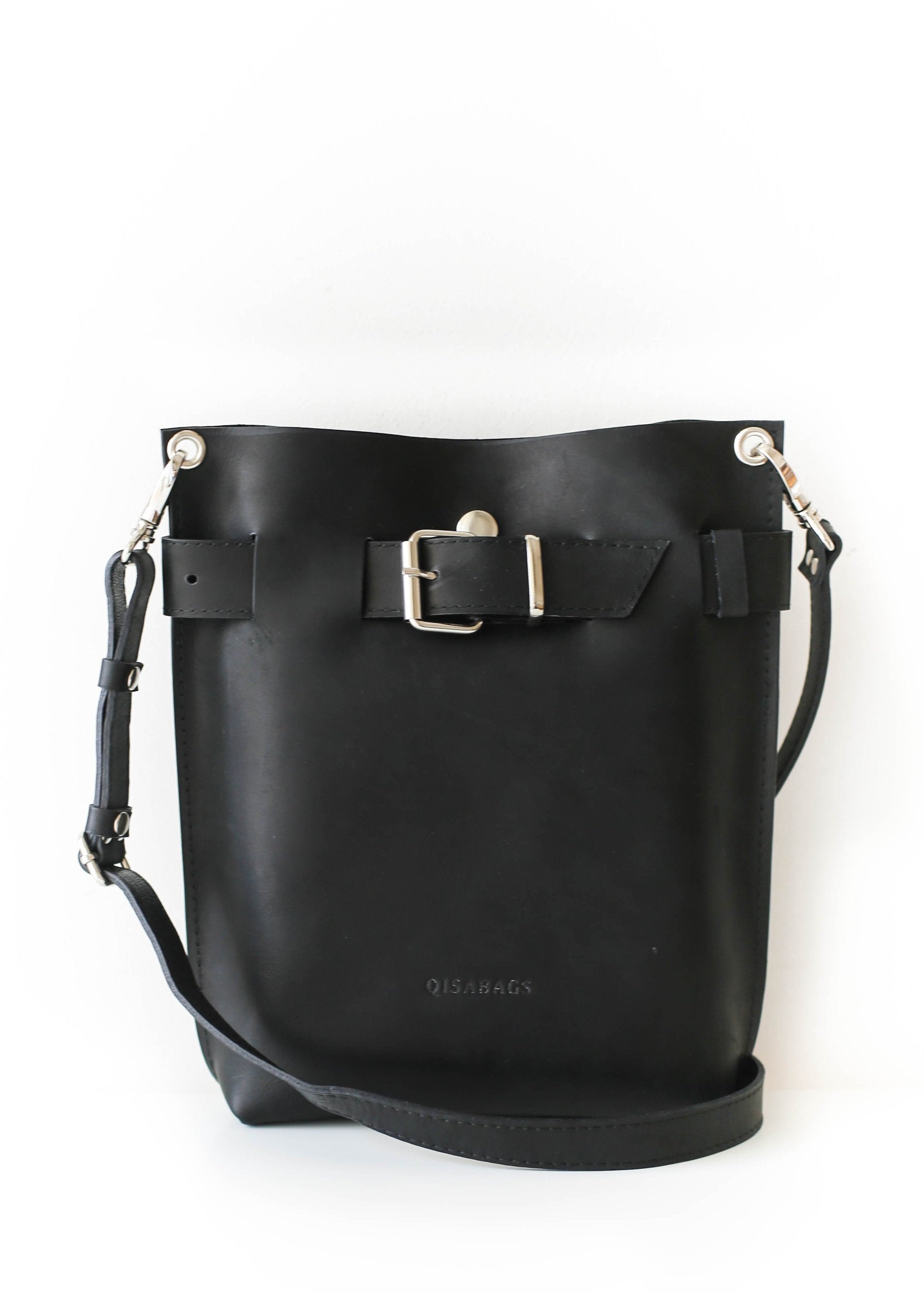 Small black leather purse