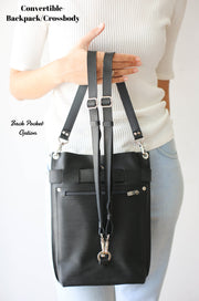 Black Leather Backpack Purse
