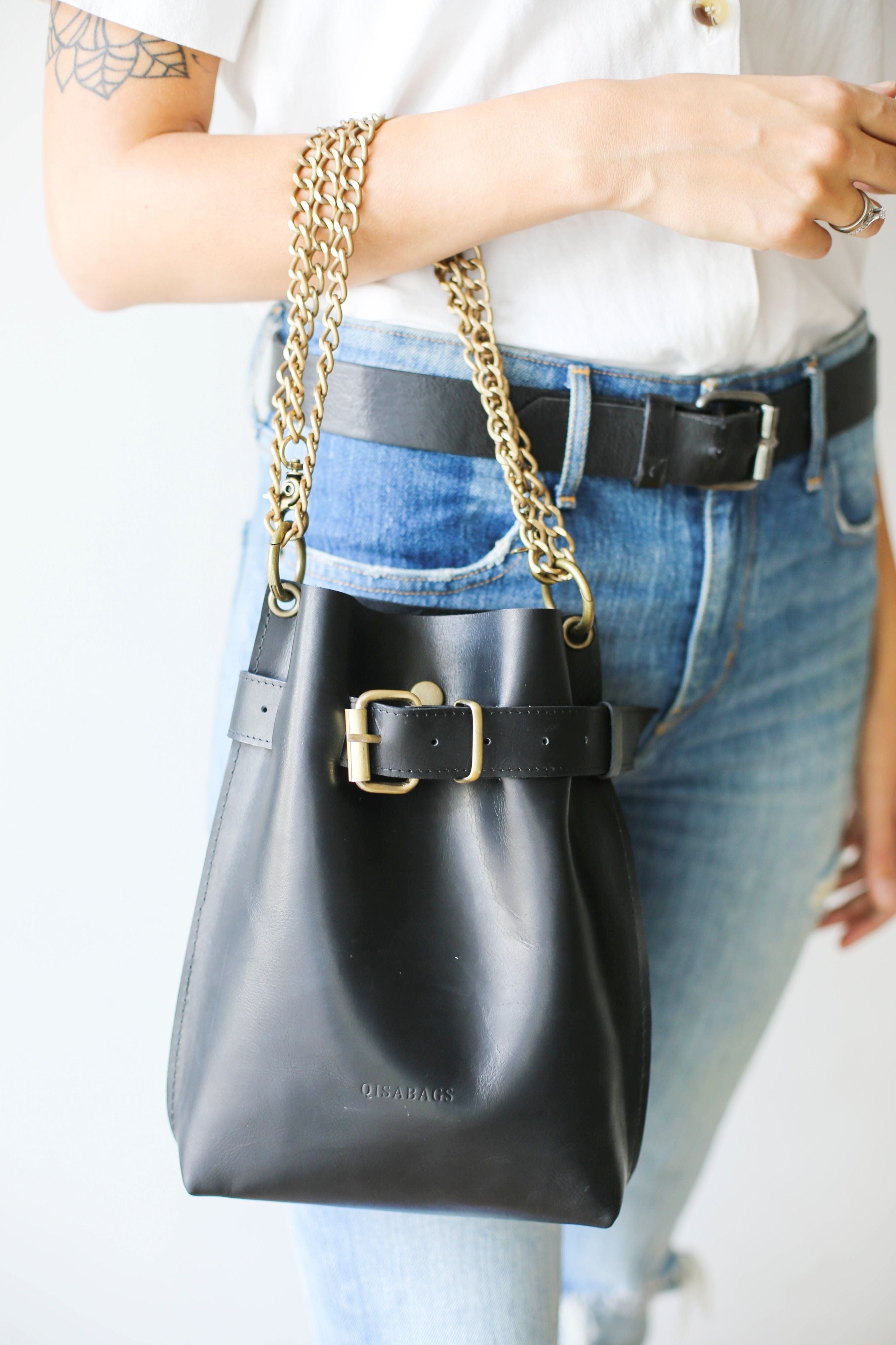 Small Black Bucket Bag