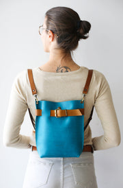 Handmade Blue Backpack Purse