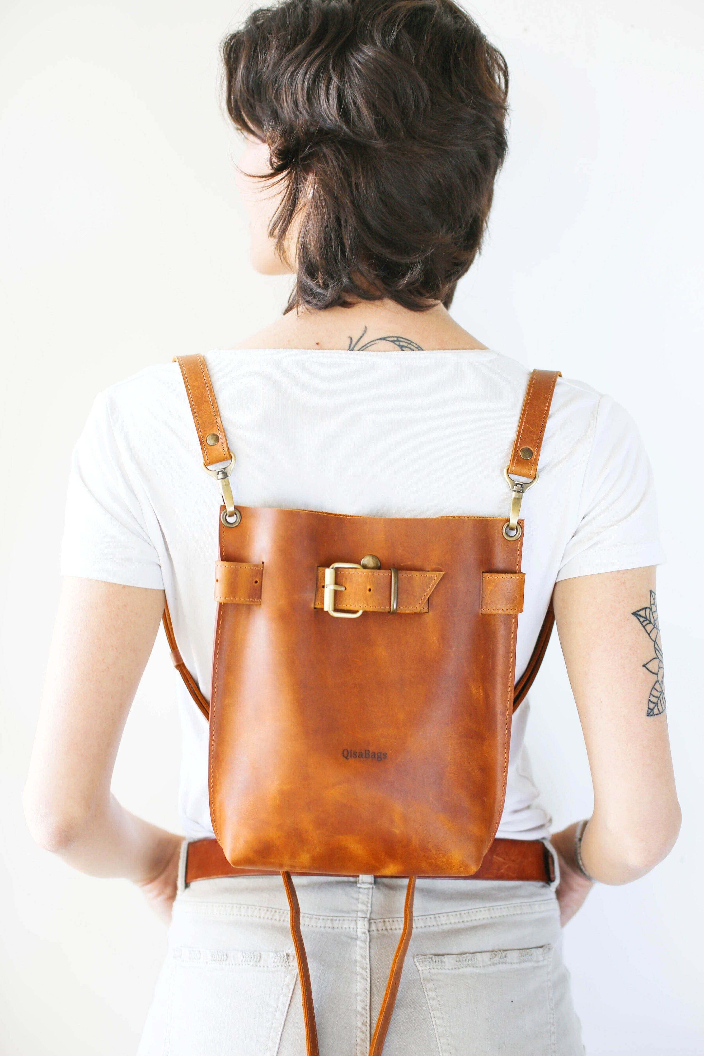 Handmade Brown Leather Backpack