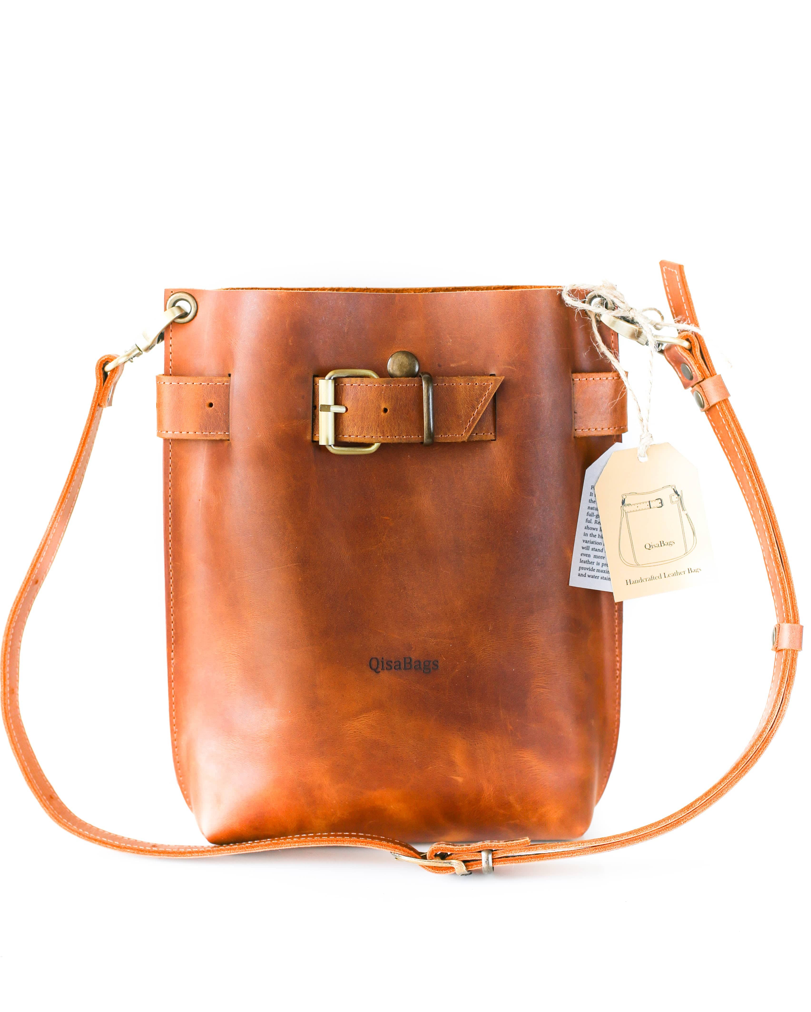 Brown Leather Bucket Bag