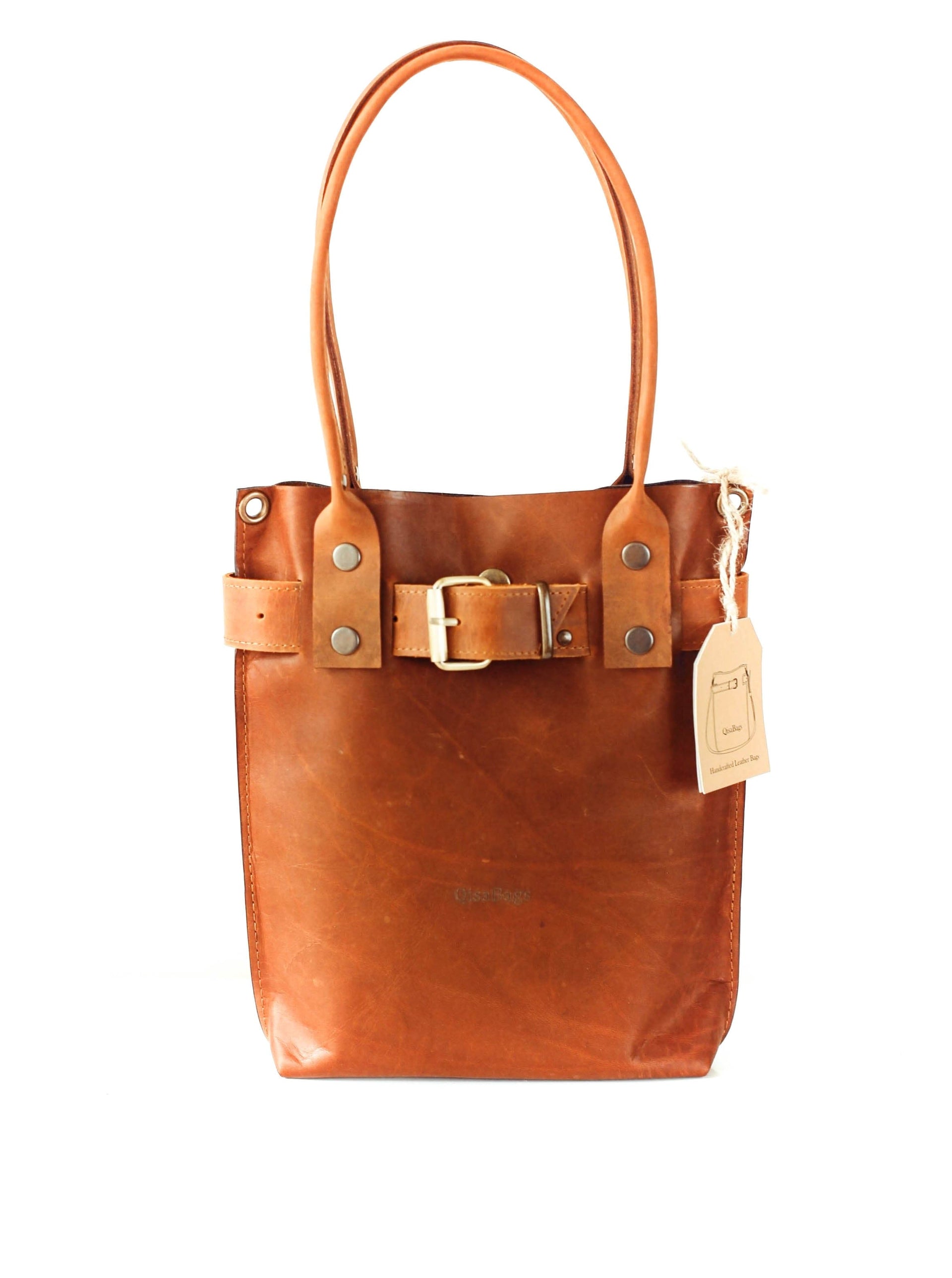 Small brown leather handbag