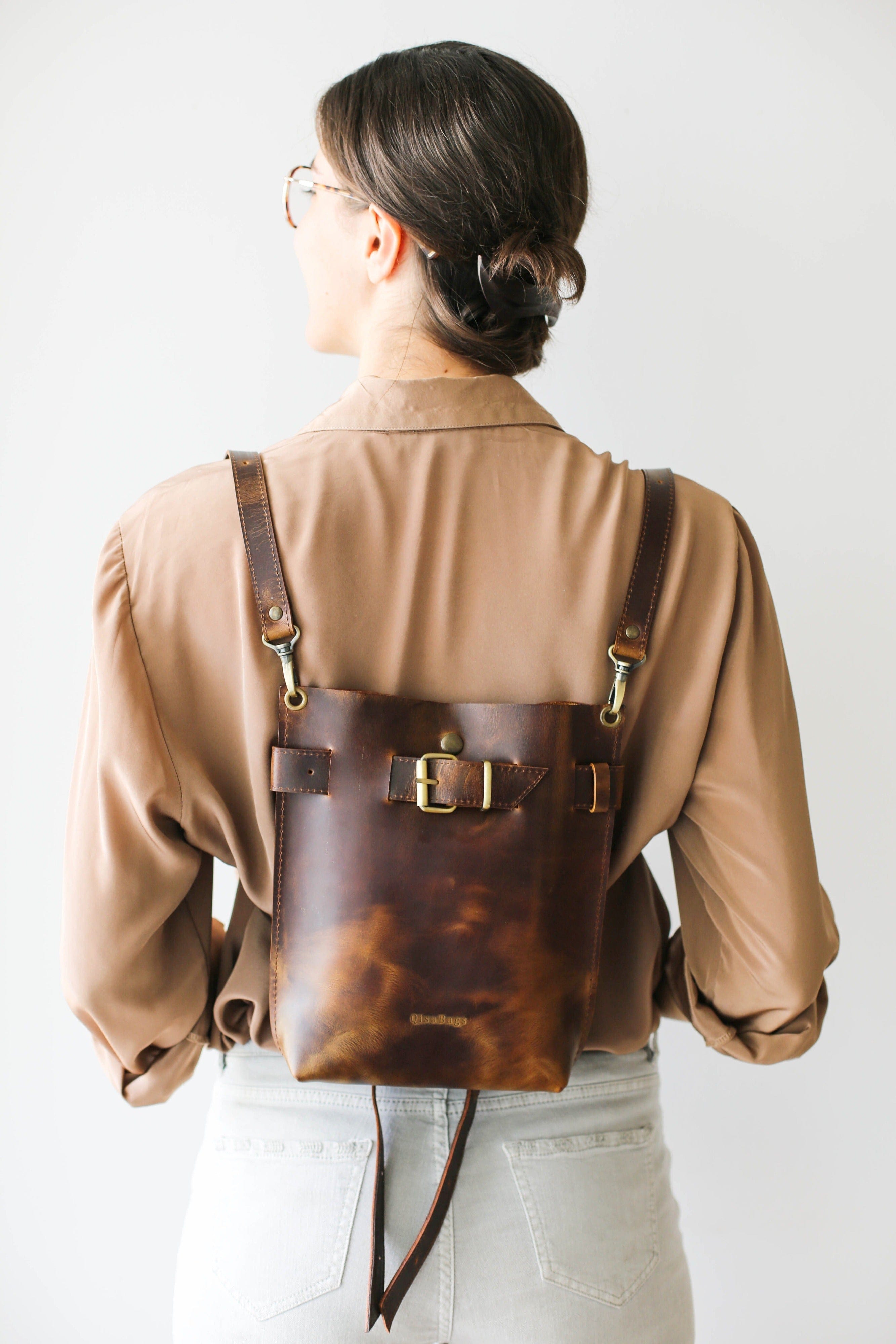 Brown Leather Backpack