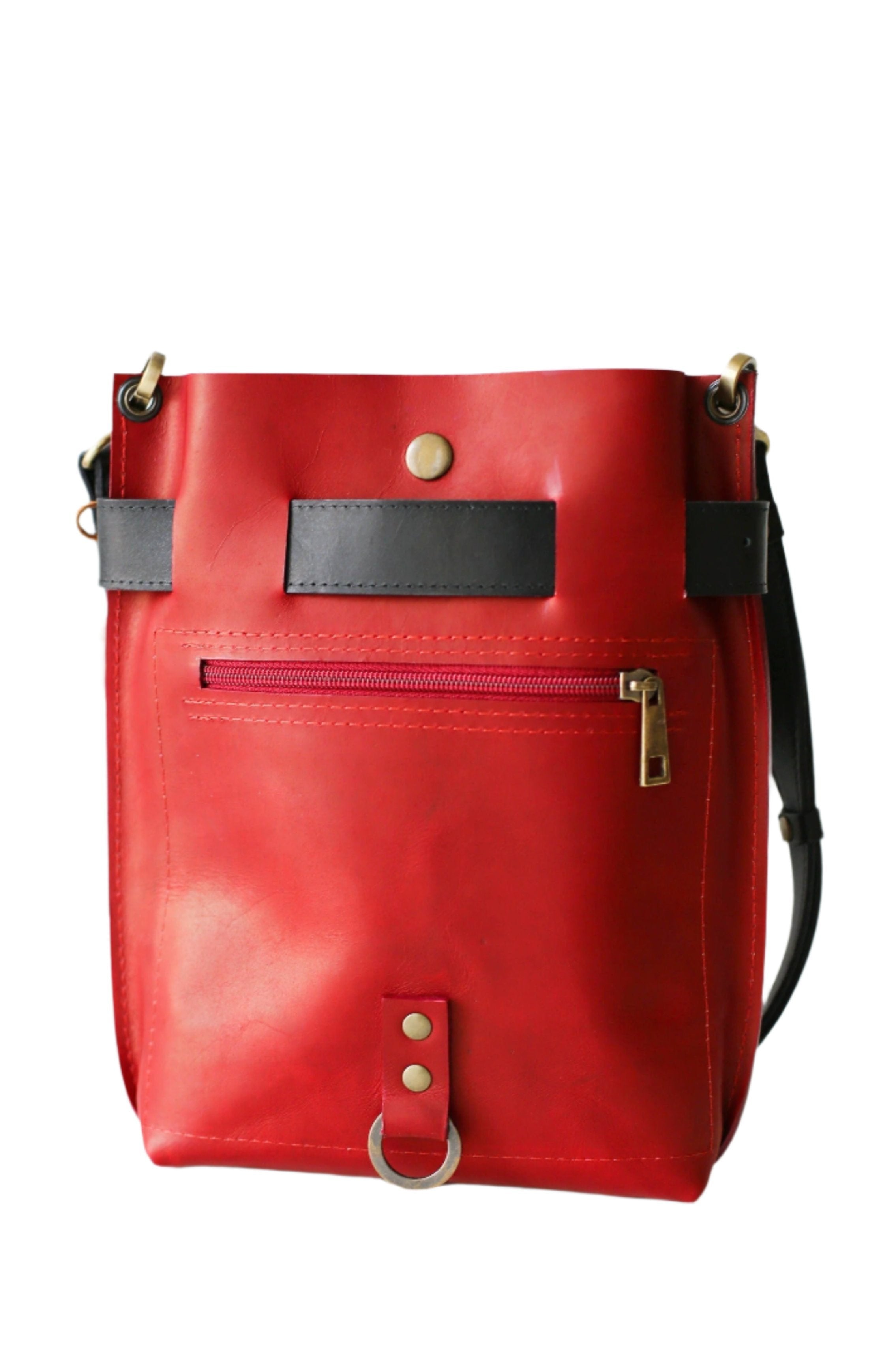 Red w/Black Leather Bag