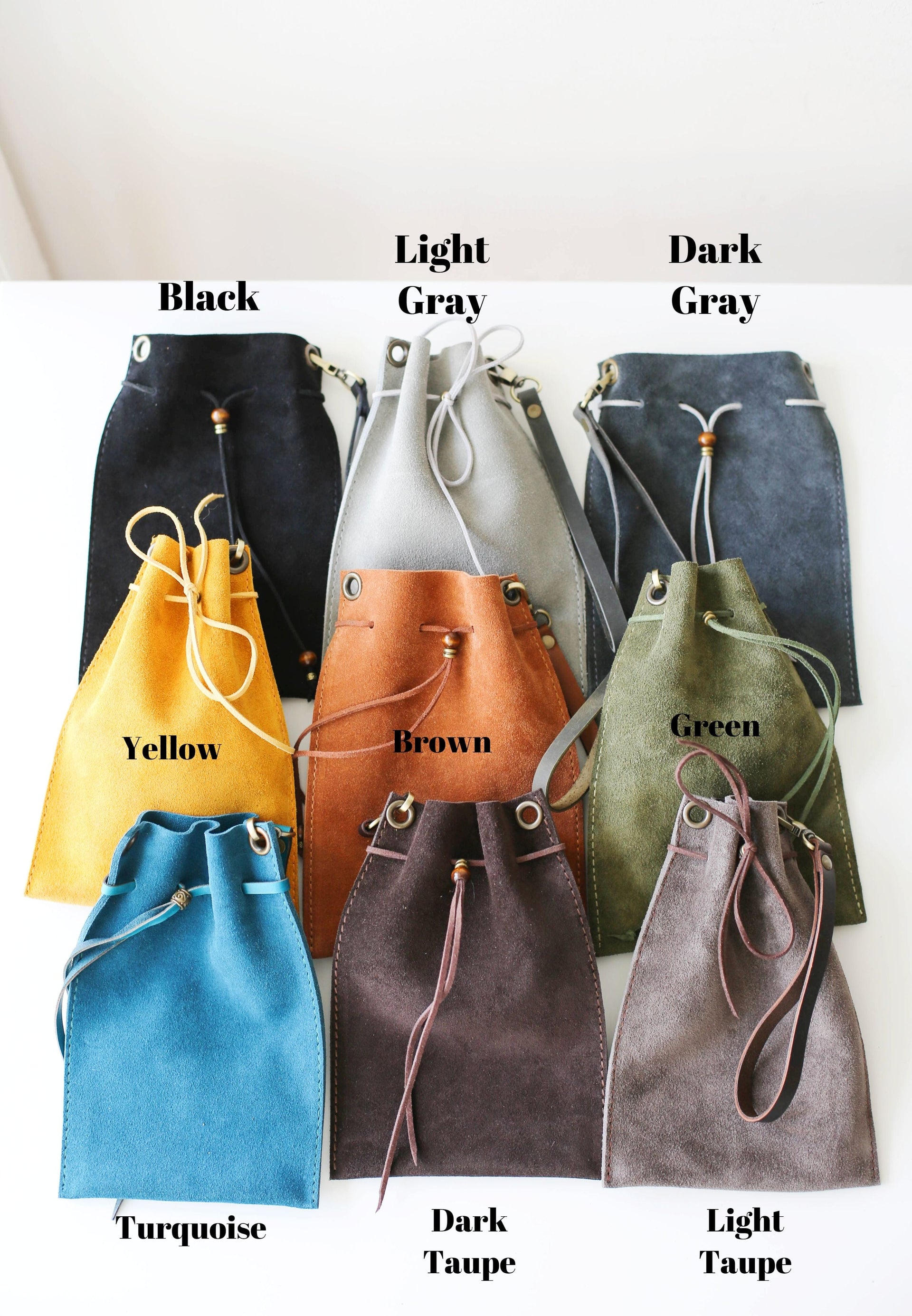 Suede leather pouches