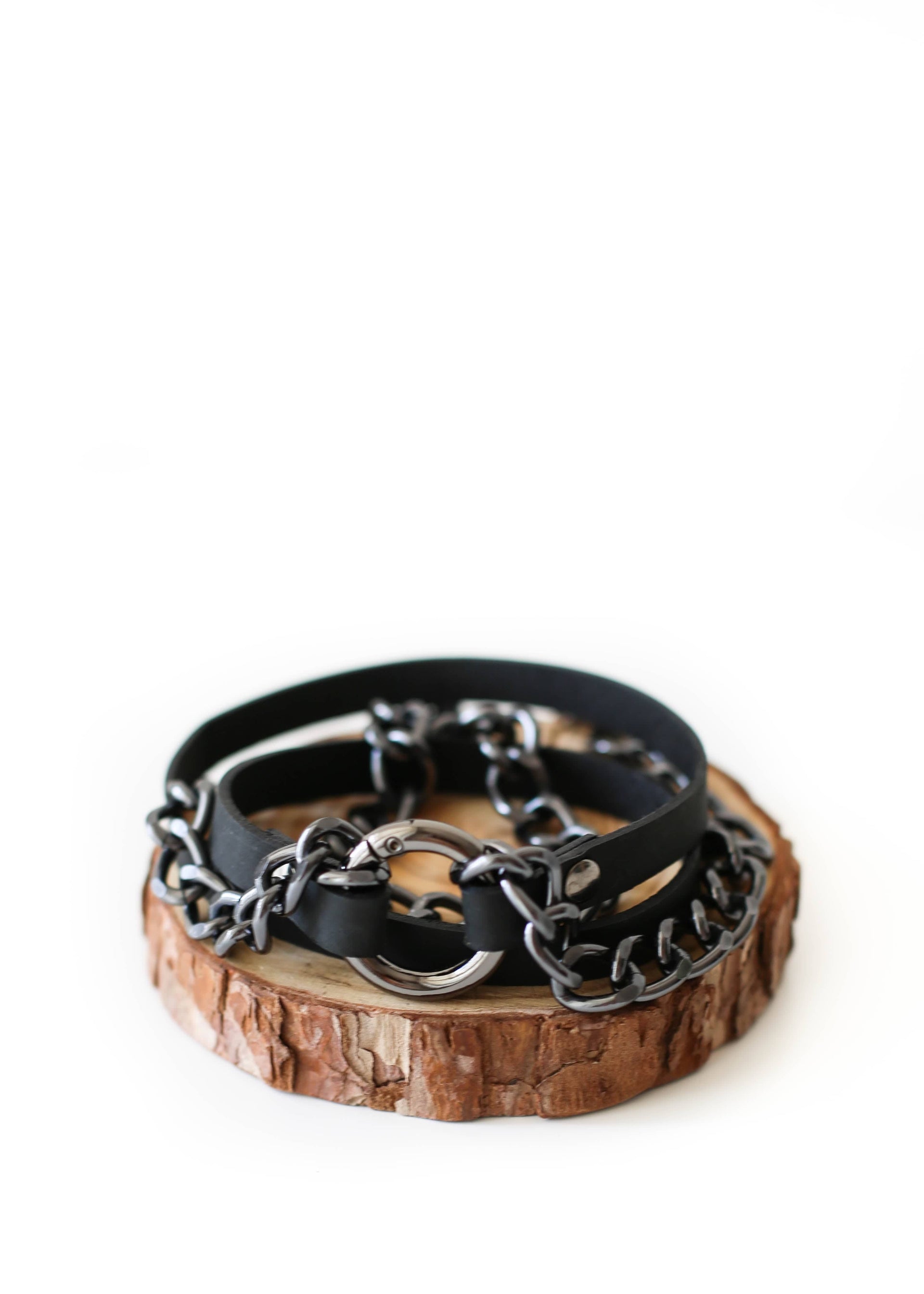 Black Leather wrap bracelet