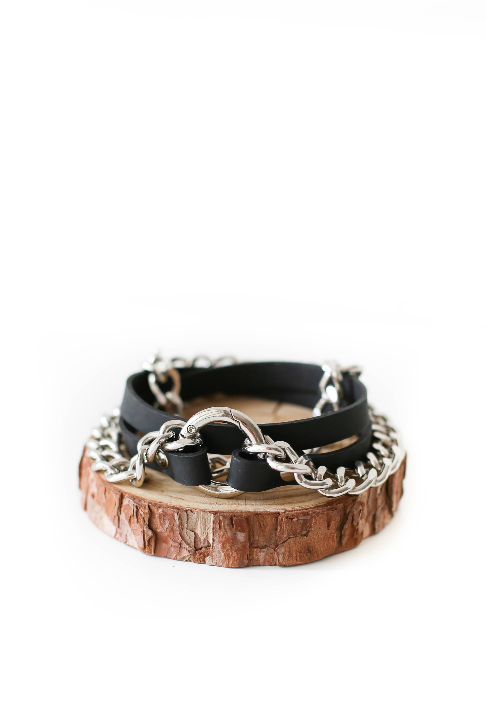 leather bracelet with chain